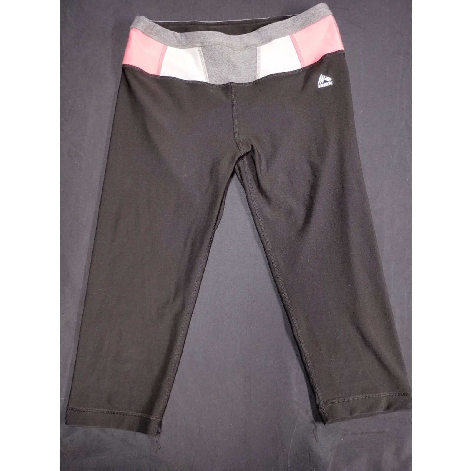 GBX RBX Black Capri Leggings - Pink & Gray Colorblock Waistband Size 26" / US 2 / IT 38 - 1 Thumbnail