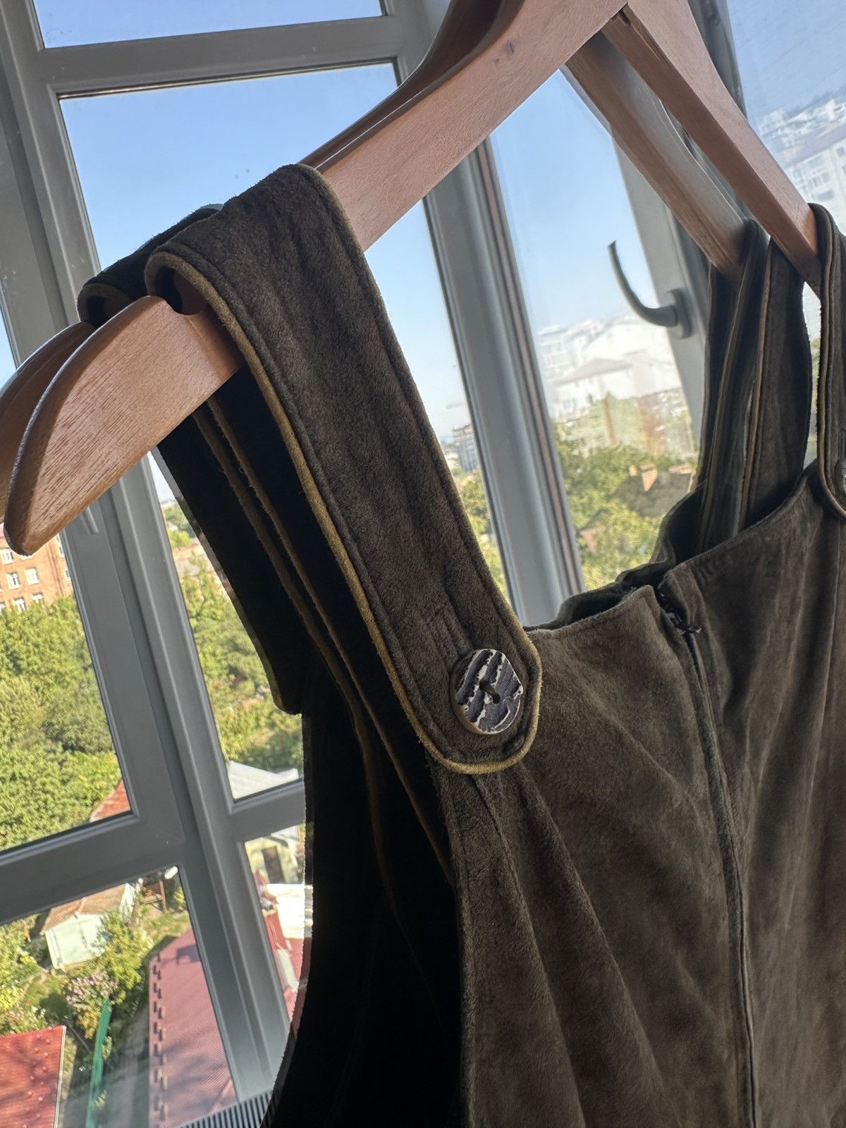 Folk Vintage Folk Traditional Leather Dress Soft Khaki Genuine Size S / US 4 / IT 40 - 8 Thumbnail