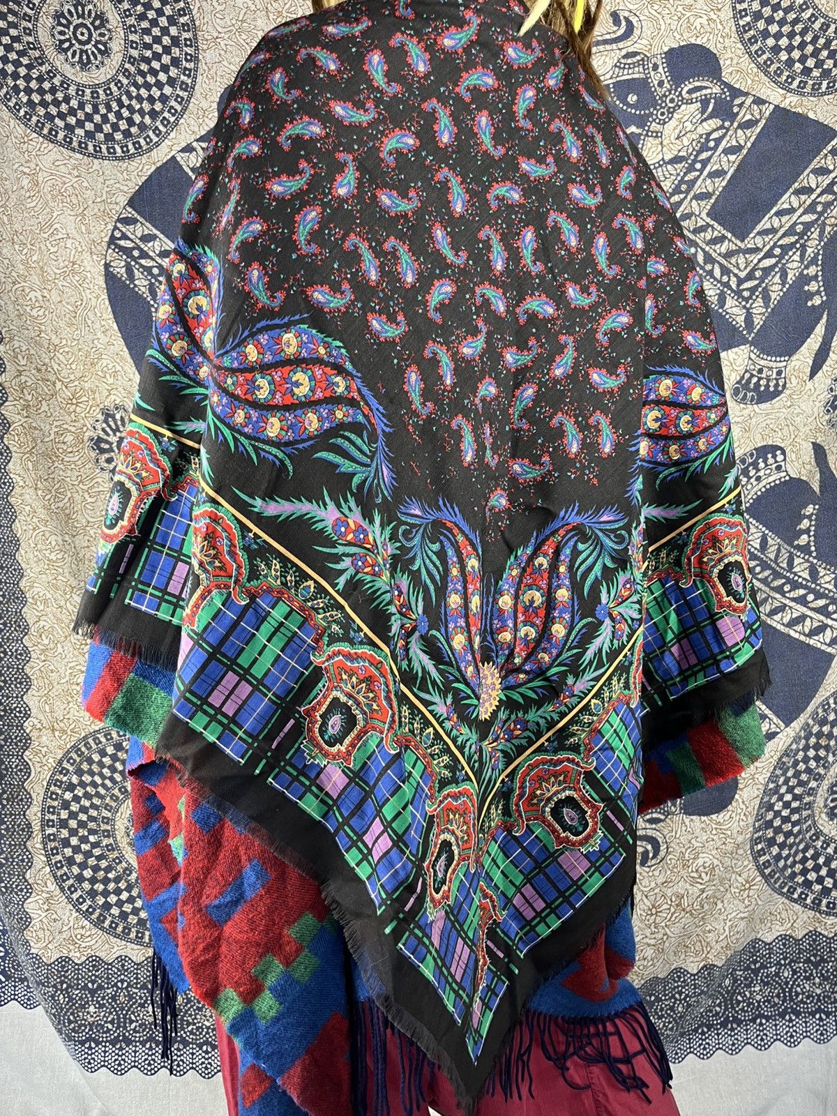 Vintage Vintage Vicki Lynn Bardon Wool Paisley Plaid Scarf Size ONE SIZE - 7 Thumbnail