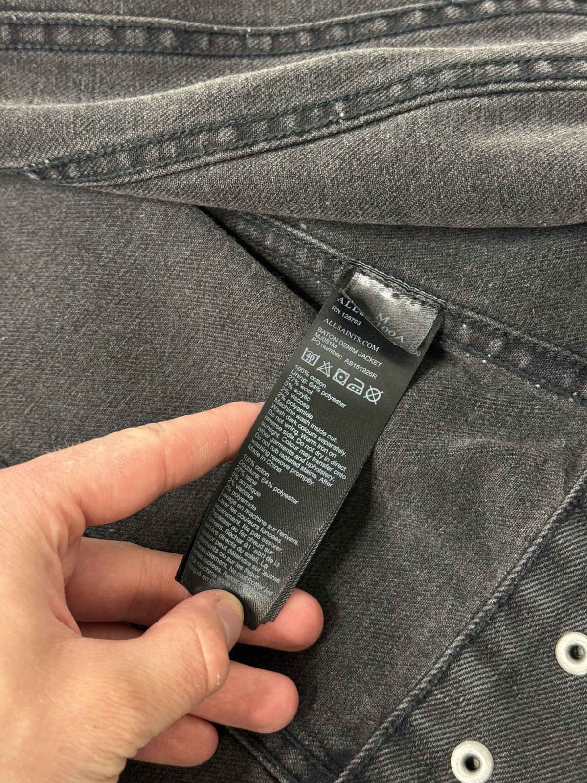 Allsaints Black distressed Allsaints designer denim jacket swag slp 00 Size US M / EU 48-50 / 2 - 8 Thumbnail
