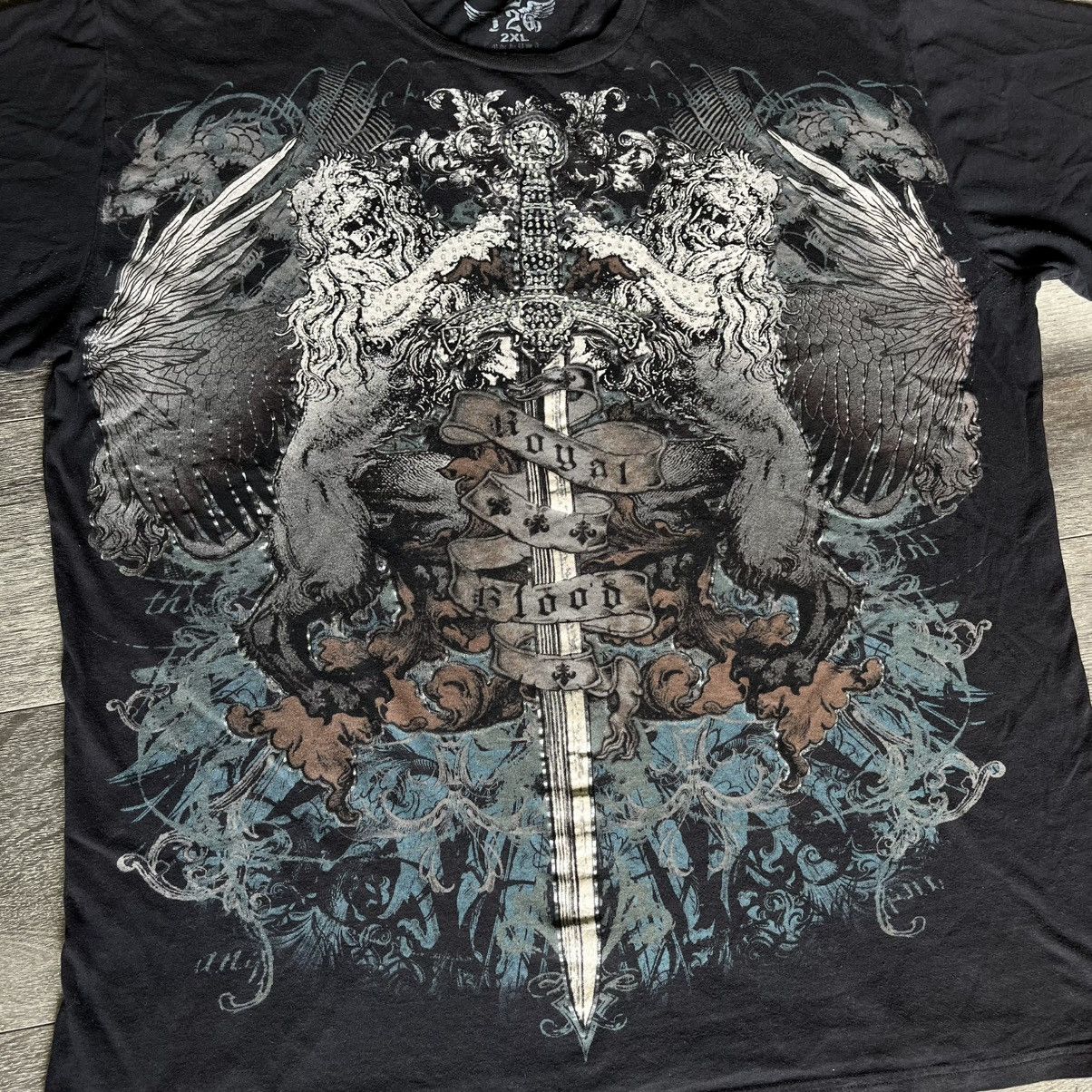 Affliction Vintage 2000s Royal Blood Affliction Style Studded Tee Shirt Size US XXL / EU 58 / 5 - 3 Thumbnail