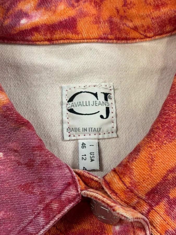 Roberto Cavalli 2000s Cavalli Orange Fire Denim Jacket Size S / US 4 / IT 40 - 9 Thumbnail
