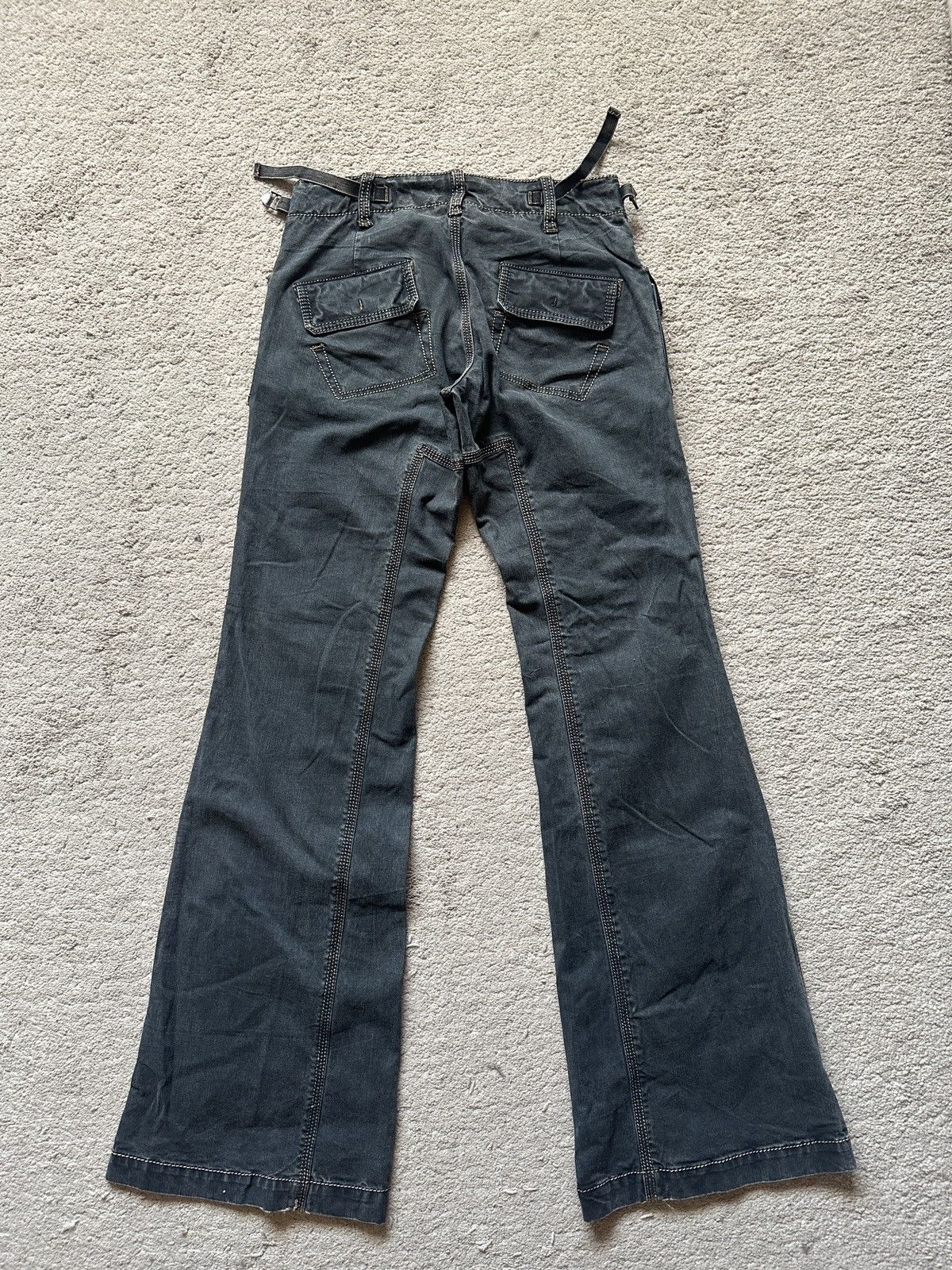 Japanese Brand 2000s Flamingofirm Faded black Flare Pant Size US 29 - 8 Thumbnail