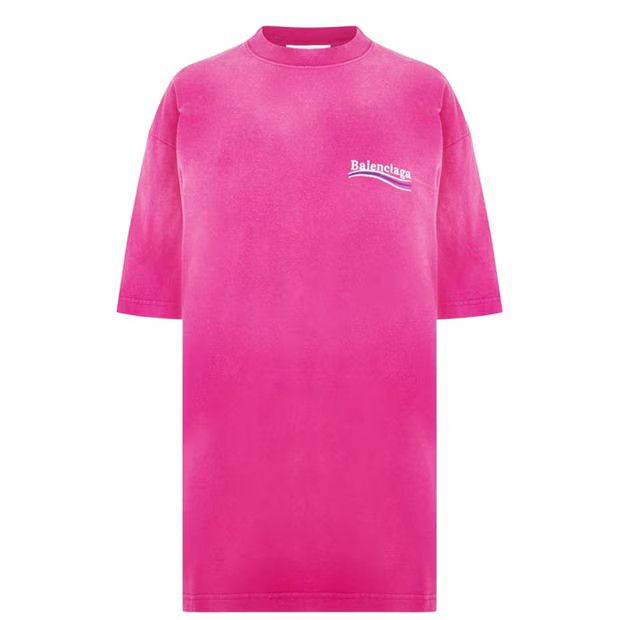 Balenciaga o1g2r1mq0924 Logo Oversized T Shirt in Pink Size S / US 4 / IT 40 - 1 Thumbnail