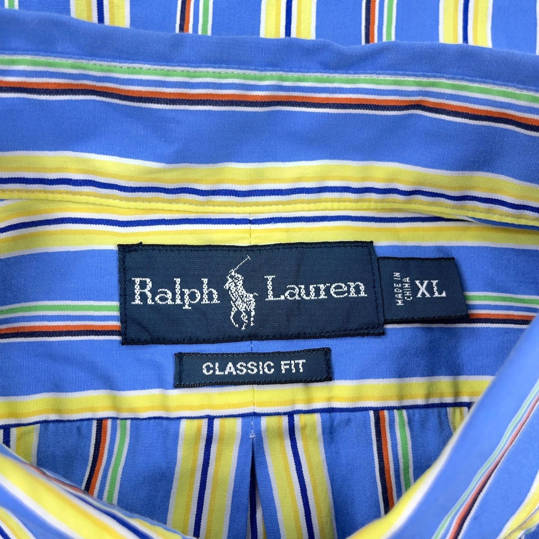 Ralph Lauren Ralph Lauren Shirt Men XL Button-Up Striped Blue Yellow Cotton Classic Fit Poplin Pony Size US XL / EU 56 / 4 - 3 Thumbnail