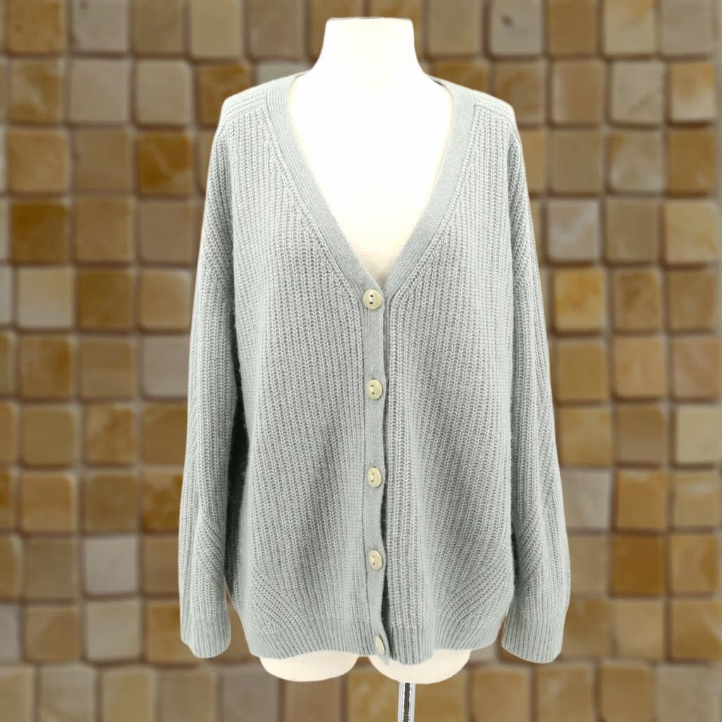 Allsaints AllSaints Cardigan Knit Wool/Alpaca Green Bay L Women's Open-Knit V-Neck Oversized Cardigan, Regular Fit, Fall/ Winter/ Spring, Green, Sweater, Size L Size L / US 10 / IT 46 - 1 Thumbnail