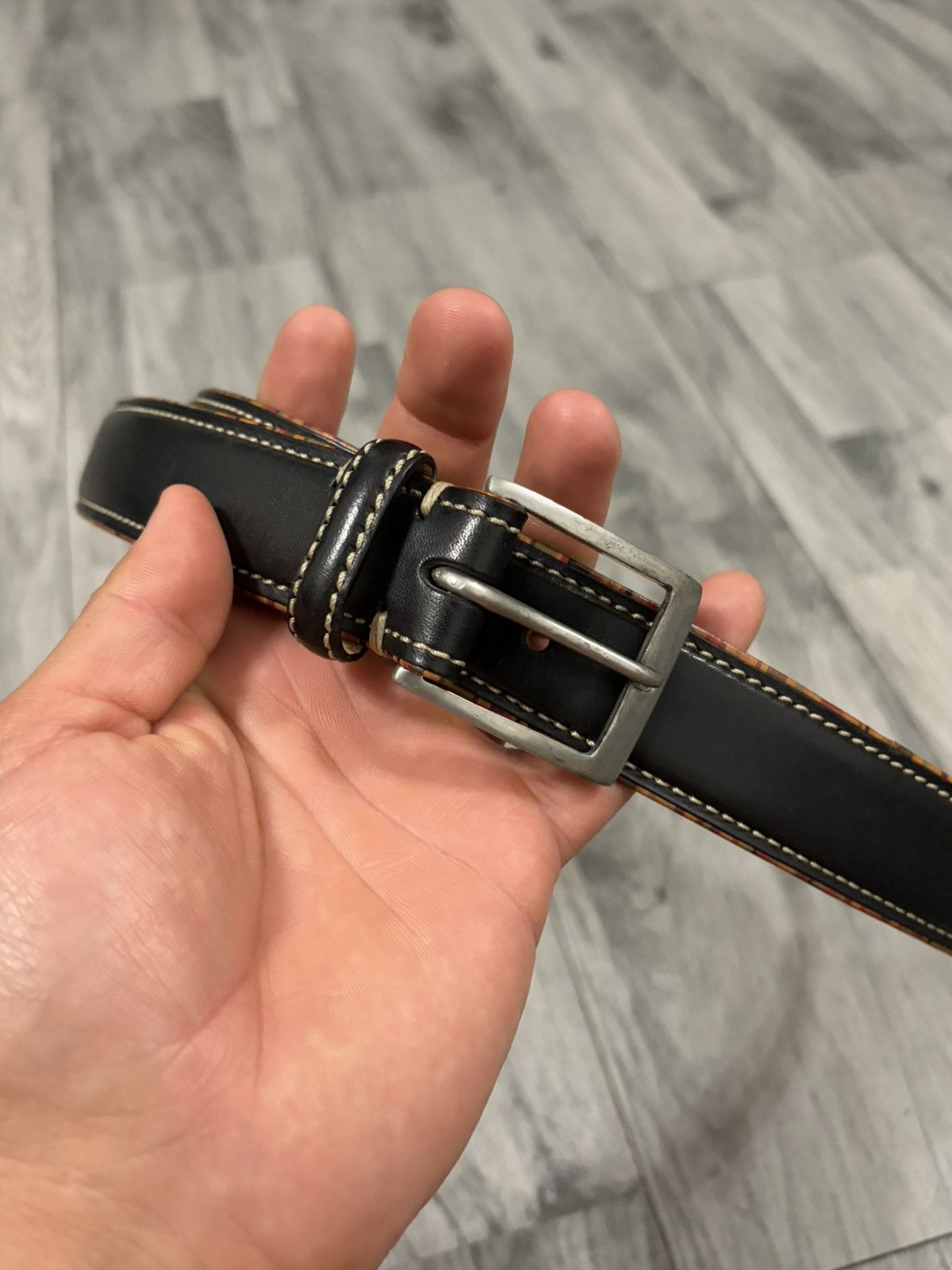 Paul Smith Paul Smith Black Leather Belt with Contrast Stitching Size 36 - 1 Thumbnail