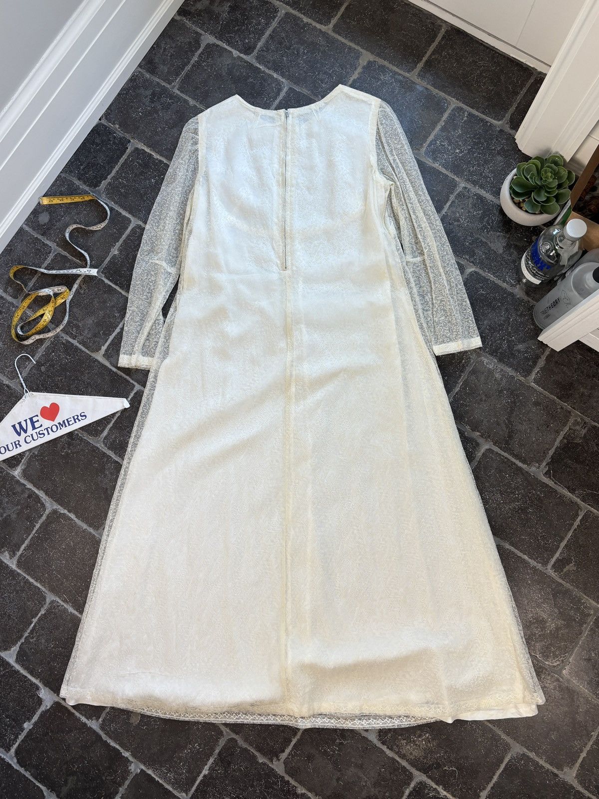Vintage 1960s Lace Wedding Dress True Vintage Bridal Floor Length Size L / US 10 / IT 46 - 15 Thumbnail
