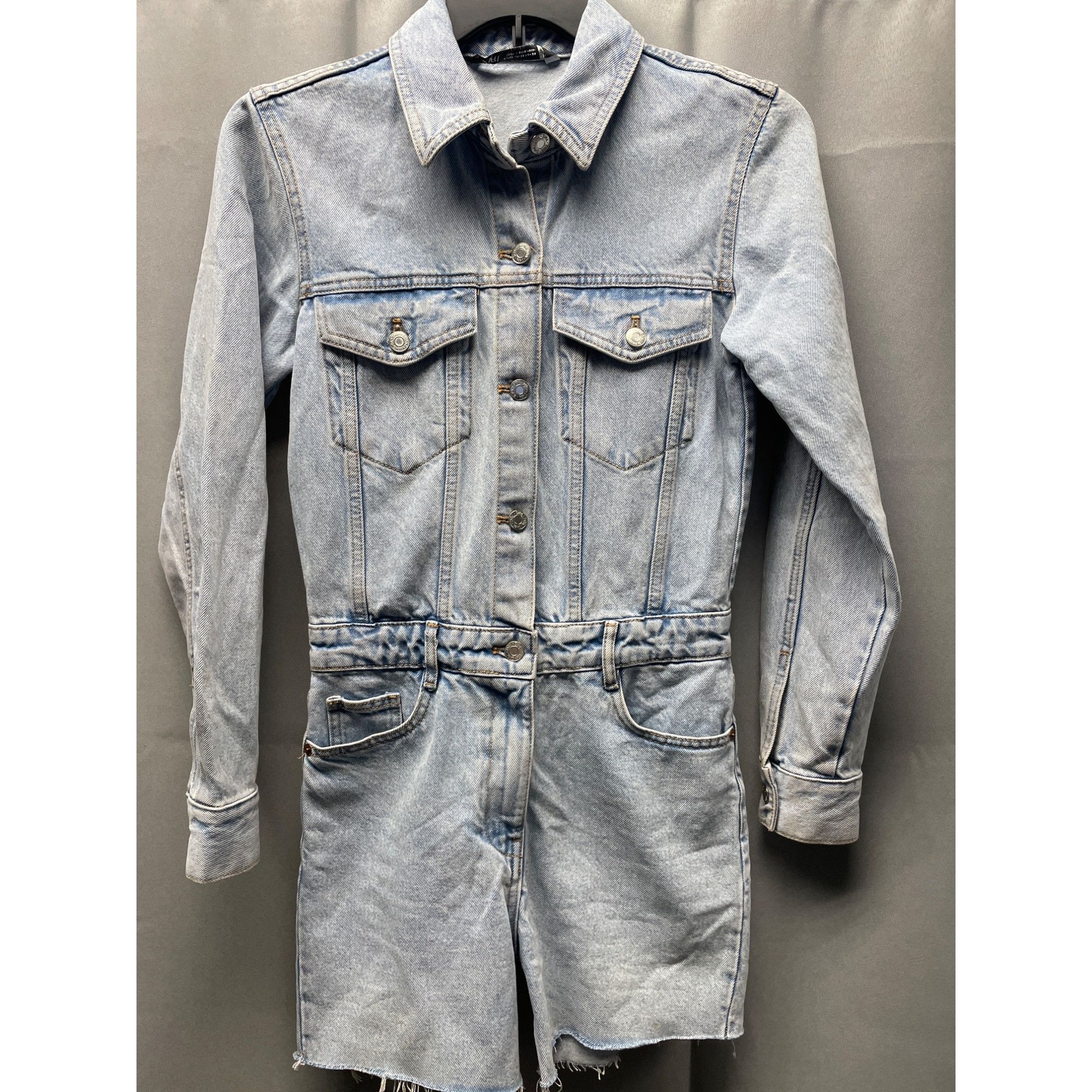 Zara Zara Women's Light Blue Jean Overall Long Sleeve Shorts Size Size XS / US 0-2 / IT 36-38 - 1 Thumbnail