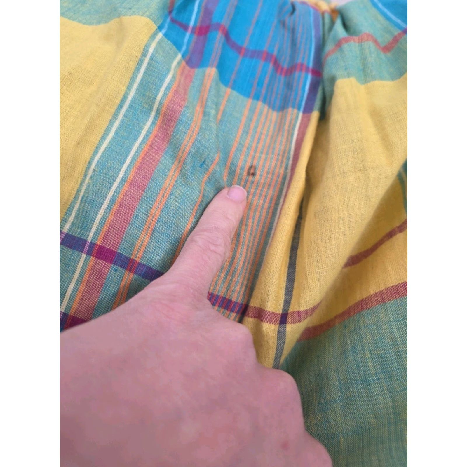 Vintage VINTAGE Pleated Plaid Midi Aline Skirt Cotton Womens XS Yellow Blue Swing 50s 60s Size 26" / US 2 / IT 38 - 4 Thumbnail