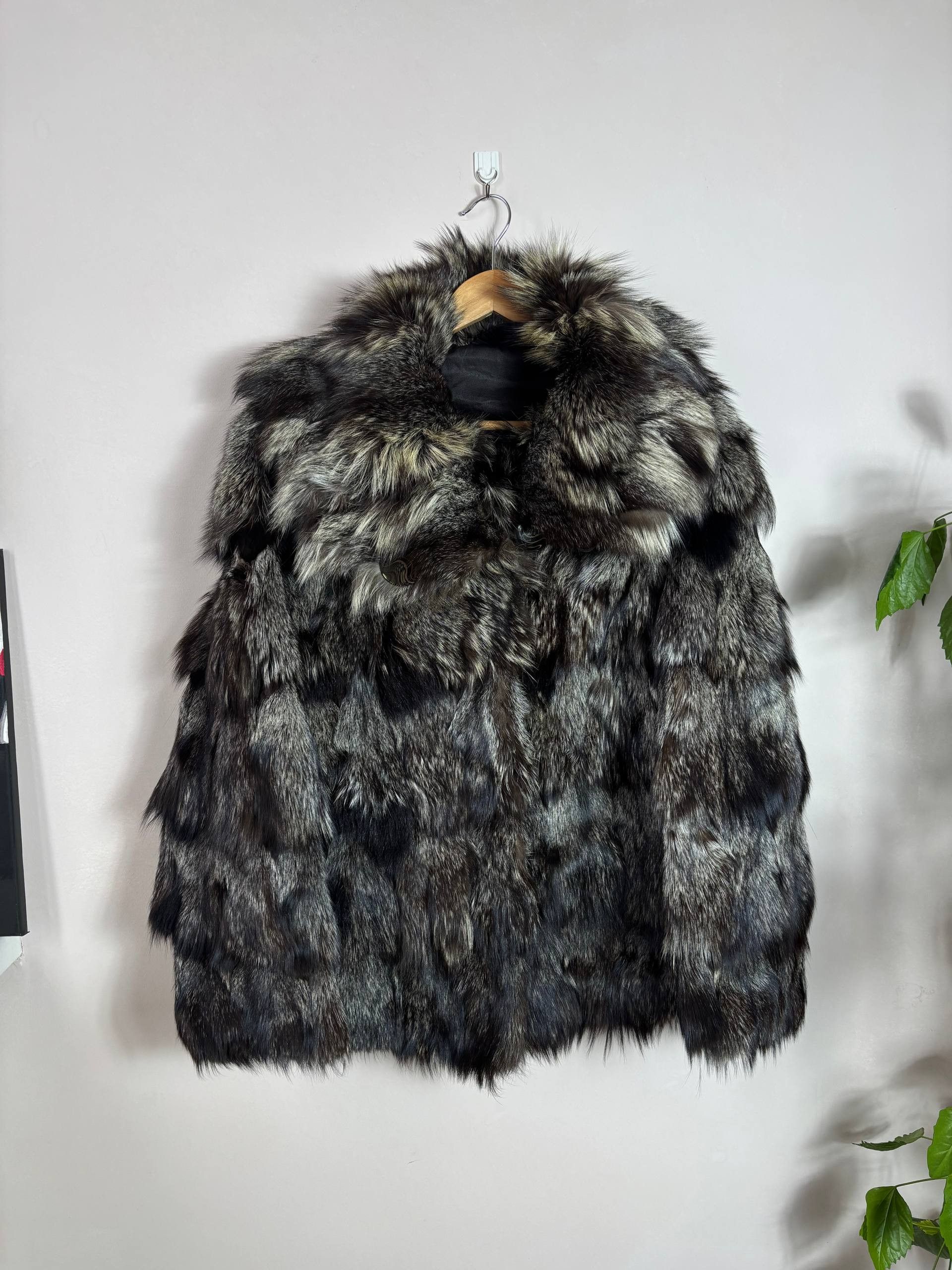 Other REAL BLACK SILVER FOX FUR COAT JACKET VINTAGE Size US M / EU 48-50 / 2 - 1 Thumbnail