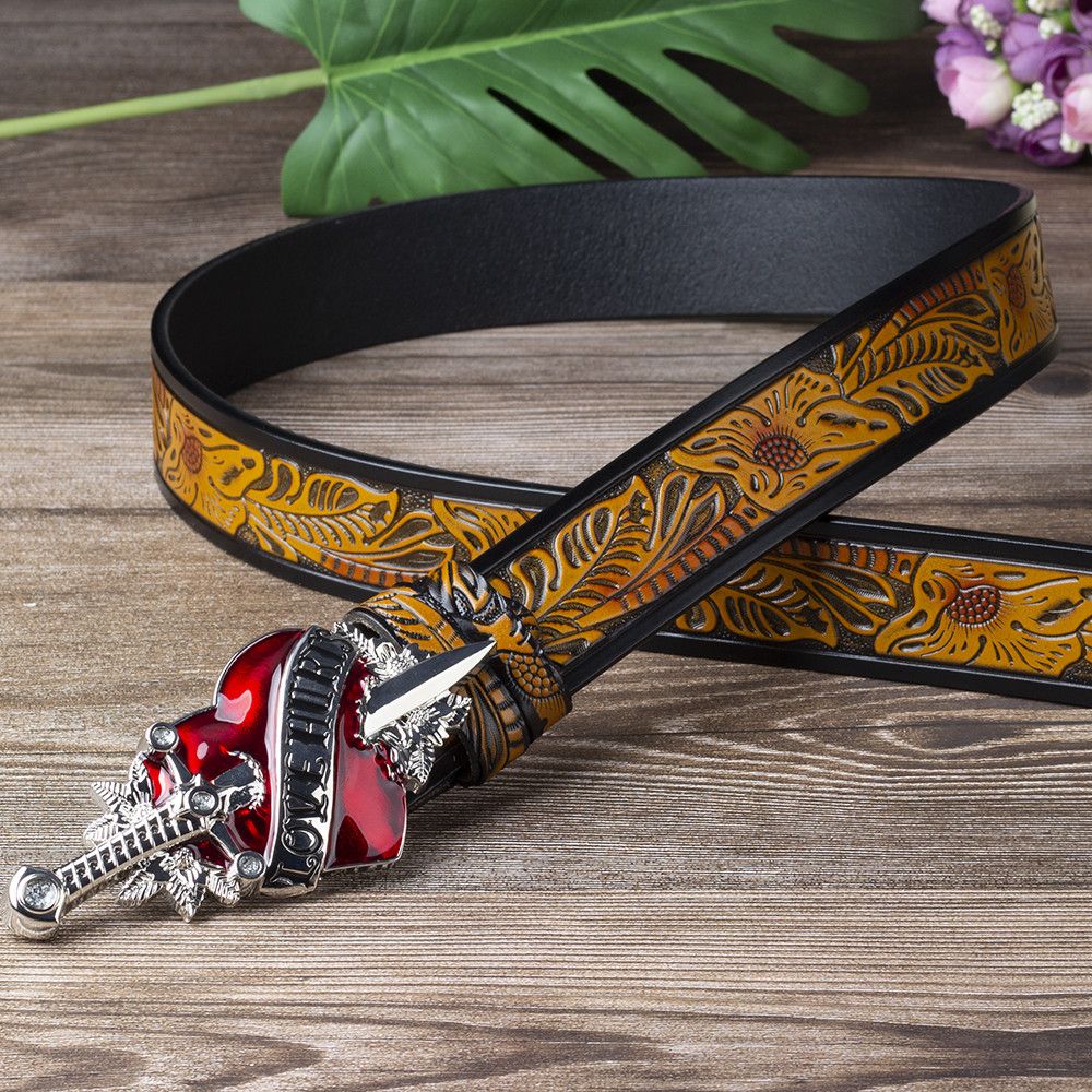 Designer New Trend Vintage Belt Riveted Belts Menswear Accessories Size ONE SIZE - 5 Thumbnail