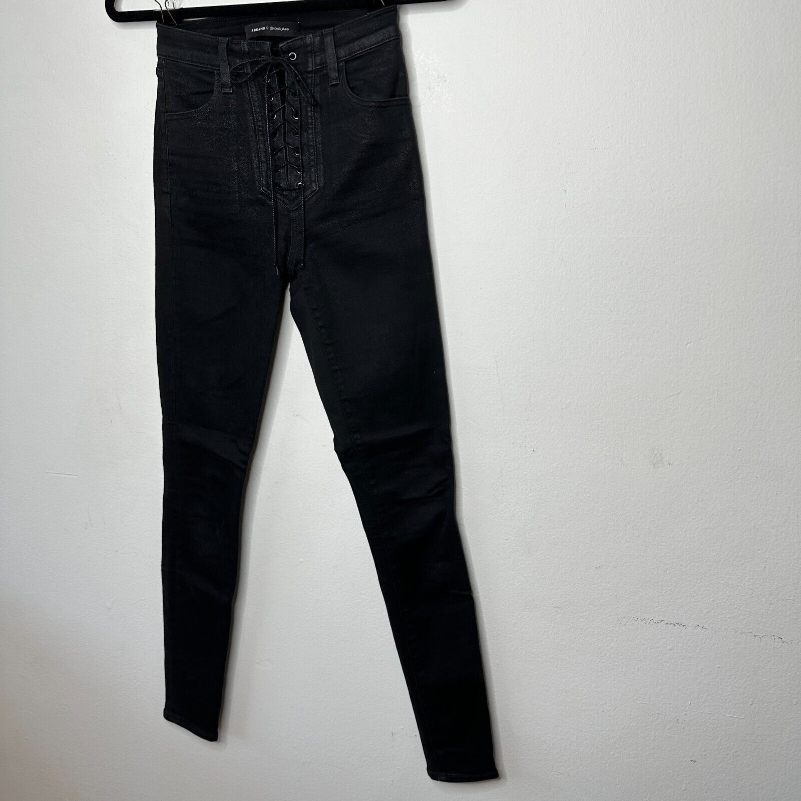 J Brand J Brand Steph Shep Black High-Rise Lace Up jean Vendetta 25 Size 25" / US 0 / IT 36 - 2 Thumbnail
