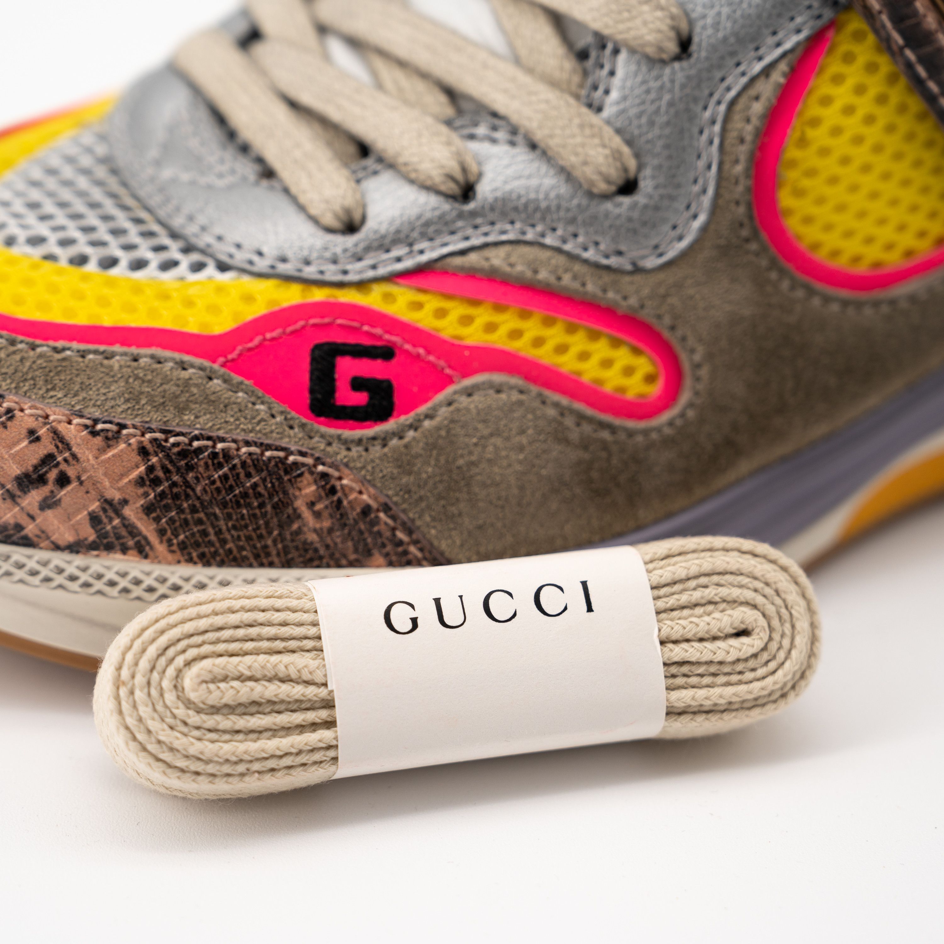 Gucci Size 35.5G - Gucci Ultrapace Pink Orange Yellow Snakeskin Size US 5.5 / IT 35.5 - 5 Thumbnail