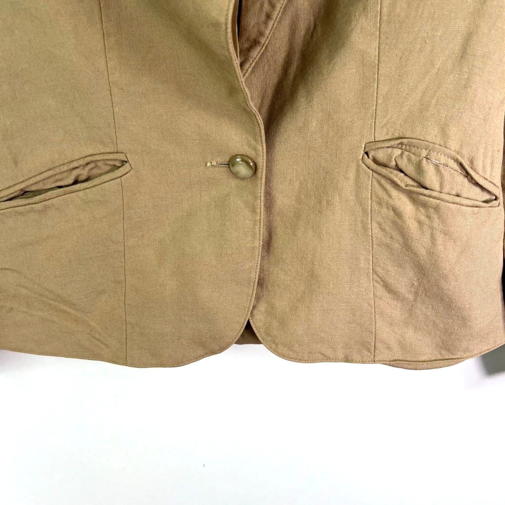 Vintage VINTAGE Villager Blazer Women Size 8 Tan Linen Blend Single-Breasted Notch Lapel Lightweight Lined 70s Womens Size M / US 6-8 / IT 42-44 - 3 Thumbnail