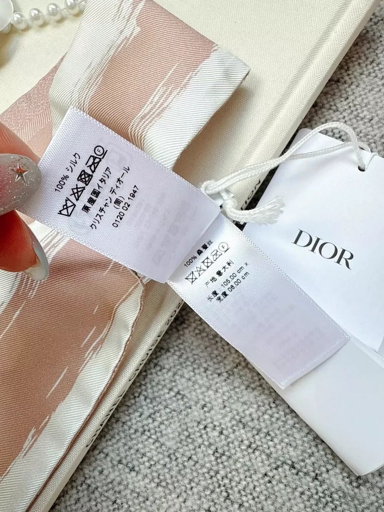 Dior Dior Pink and White Logo Twilly Scarf-2506 Size ONE SIZE - 3 Thumbnail