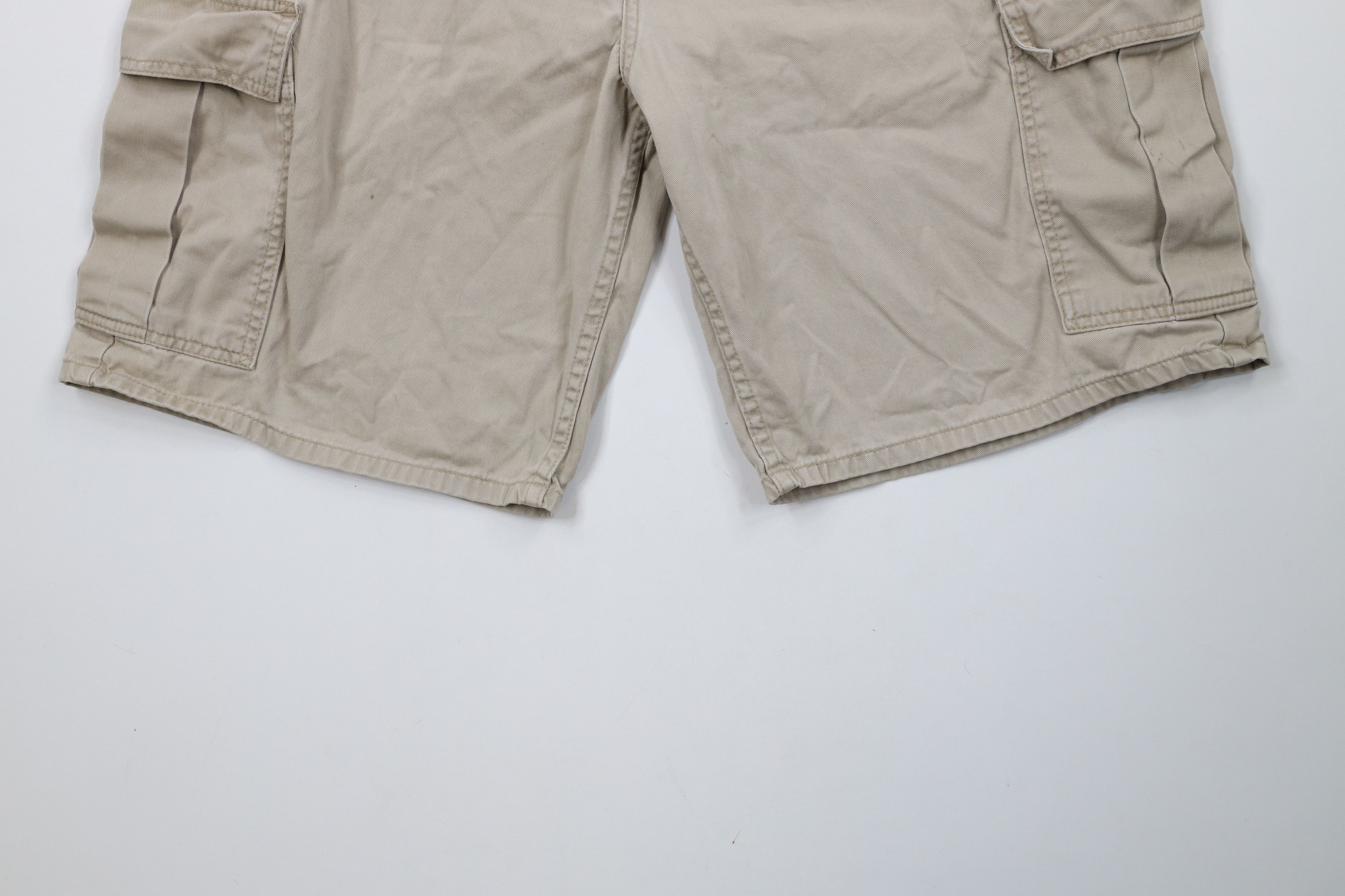 Levi's × Vintage Vintage 90s Levis Silvertab Loose Fit Cargo Shorts Beige Size US 33 - 4 Thumbnail