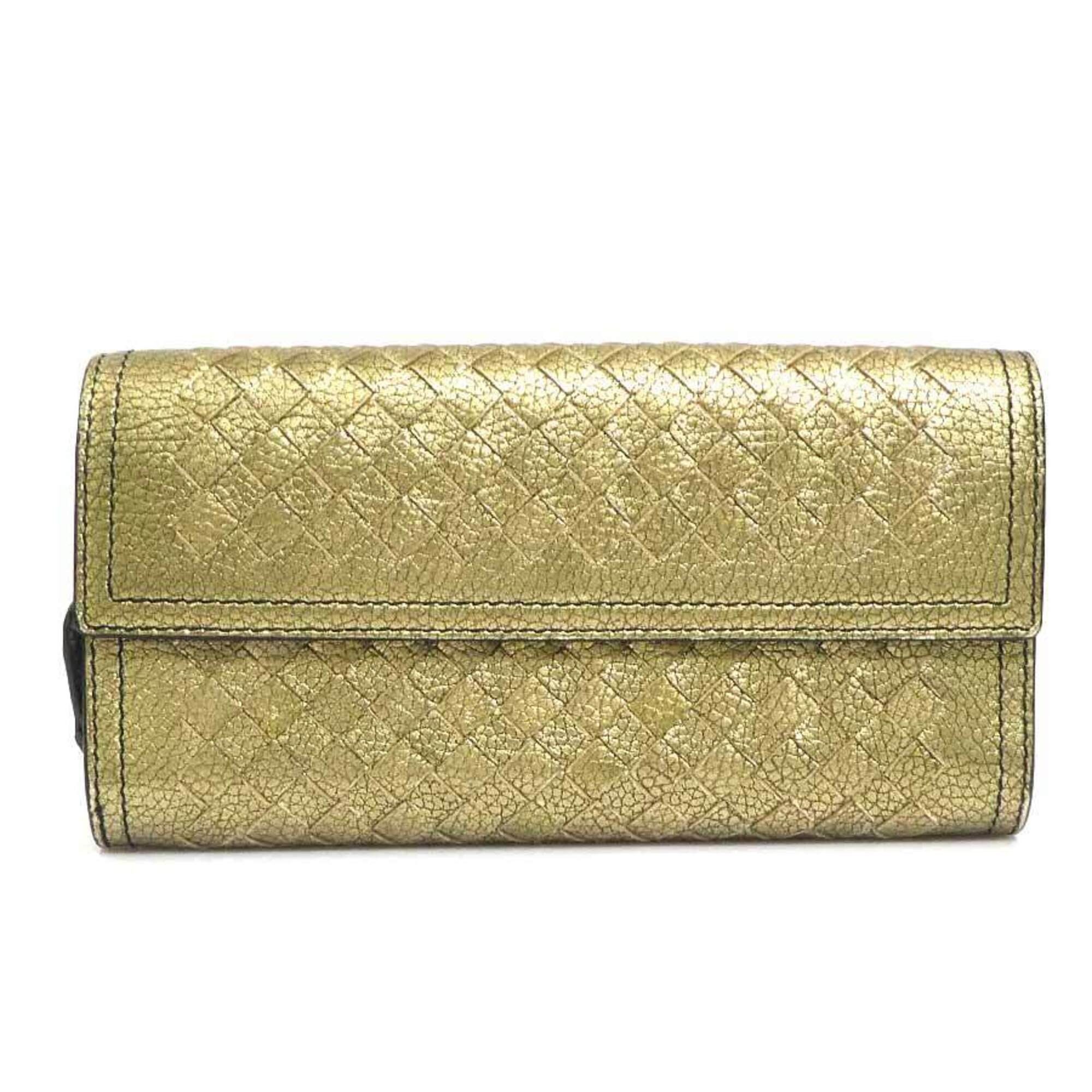 Bottega Veneta Bottega Veneta Intrecciato Leather Long Wallet, Gold, Men's & Women's, e61846a Size ONE SIZE - 1 Thumbnail