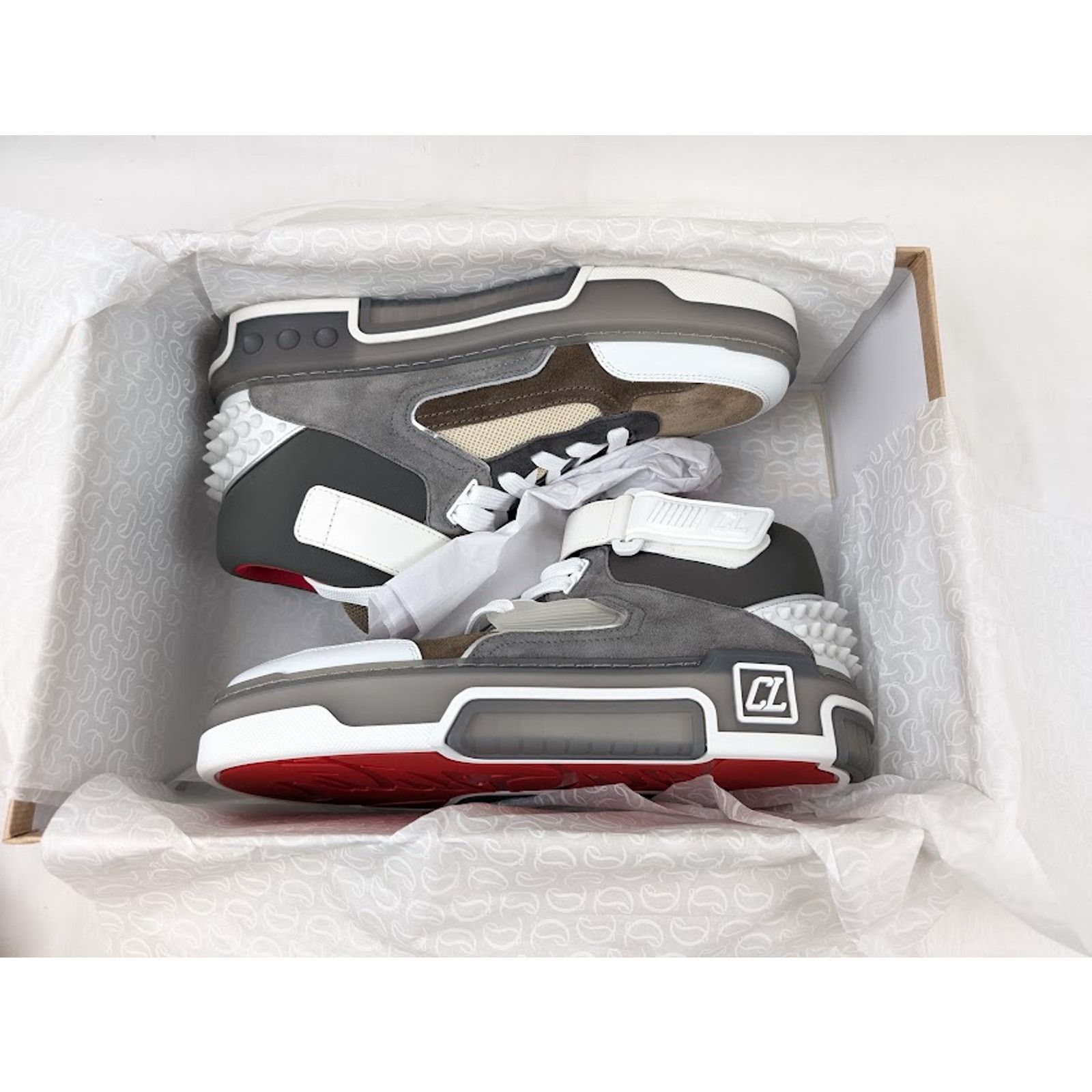Christian Louboutin o1rshd1 Astroloubi Mid Flat Sneakers Saharienne/Smoke Grey Size US 10 / EU 43 - 15 Thumbnail