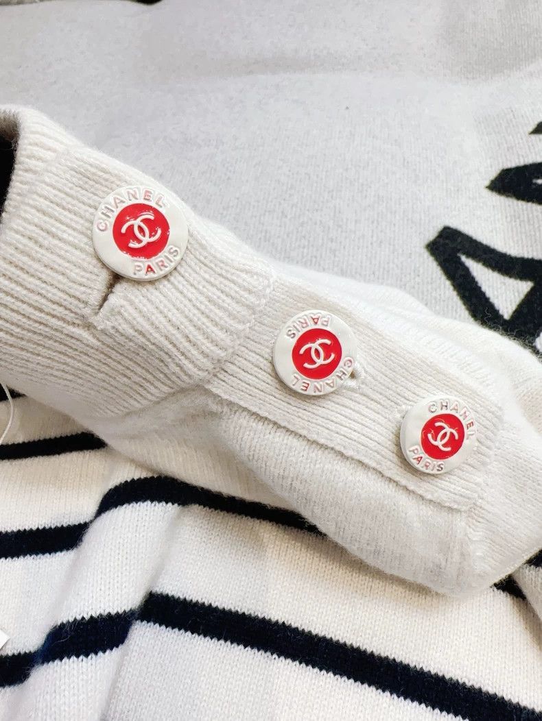 Chanel Chanel Striped Knit Top with Ruffle Sleeves Size S / US 4 / IT 40 - 4 Thumbnail