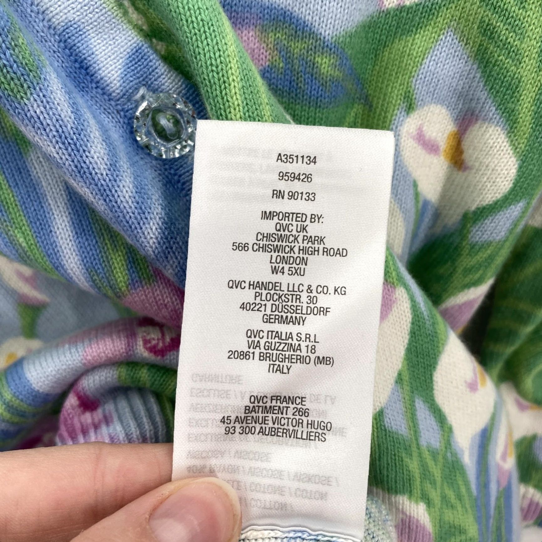 Quacker Factory Quacker Factory Cardigan Womens XL Blue Green Floral Print V Neck Button Front Size XL / US 12-14 / IT 48-50 - 6 Thumbnail