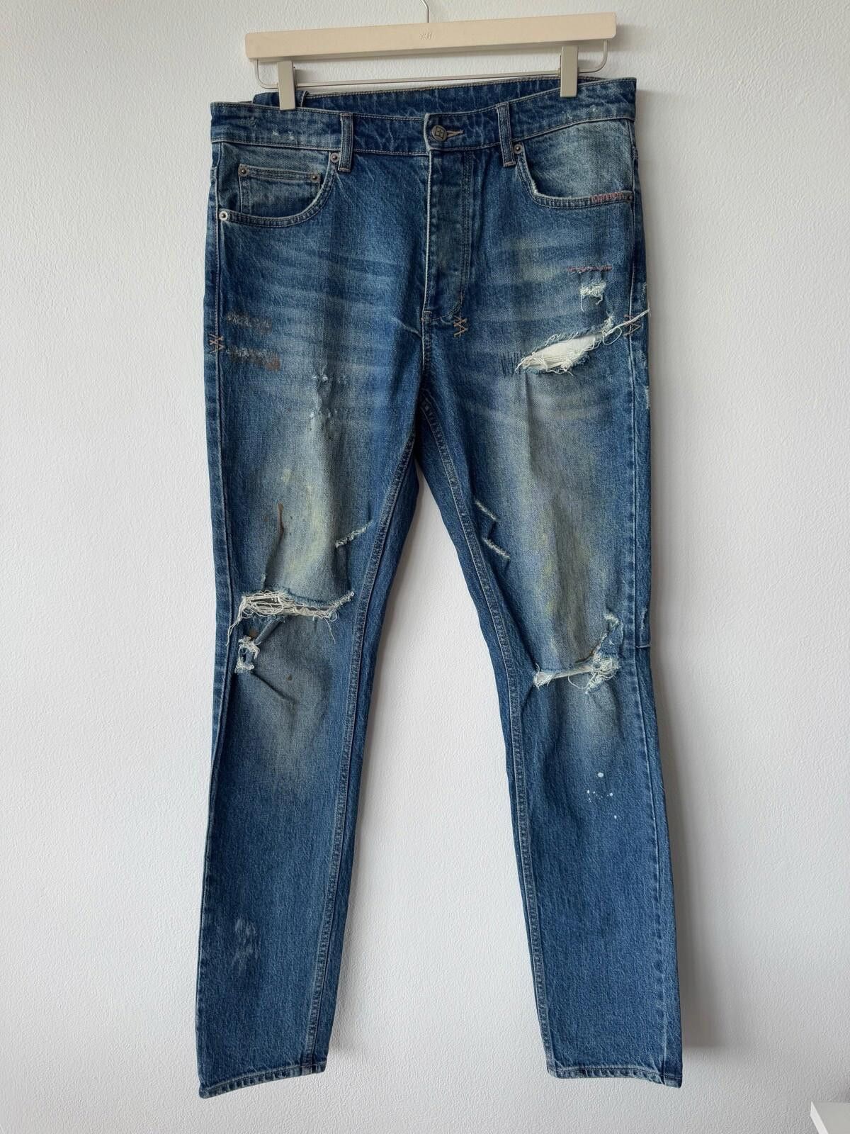 Ksubi mens denim jean chitch blue ripped jeans odyssey 34