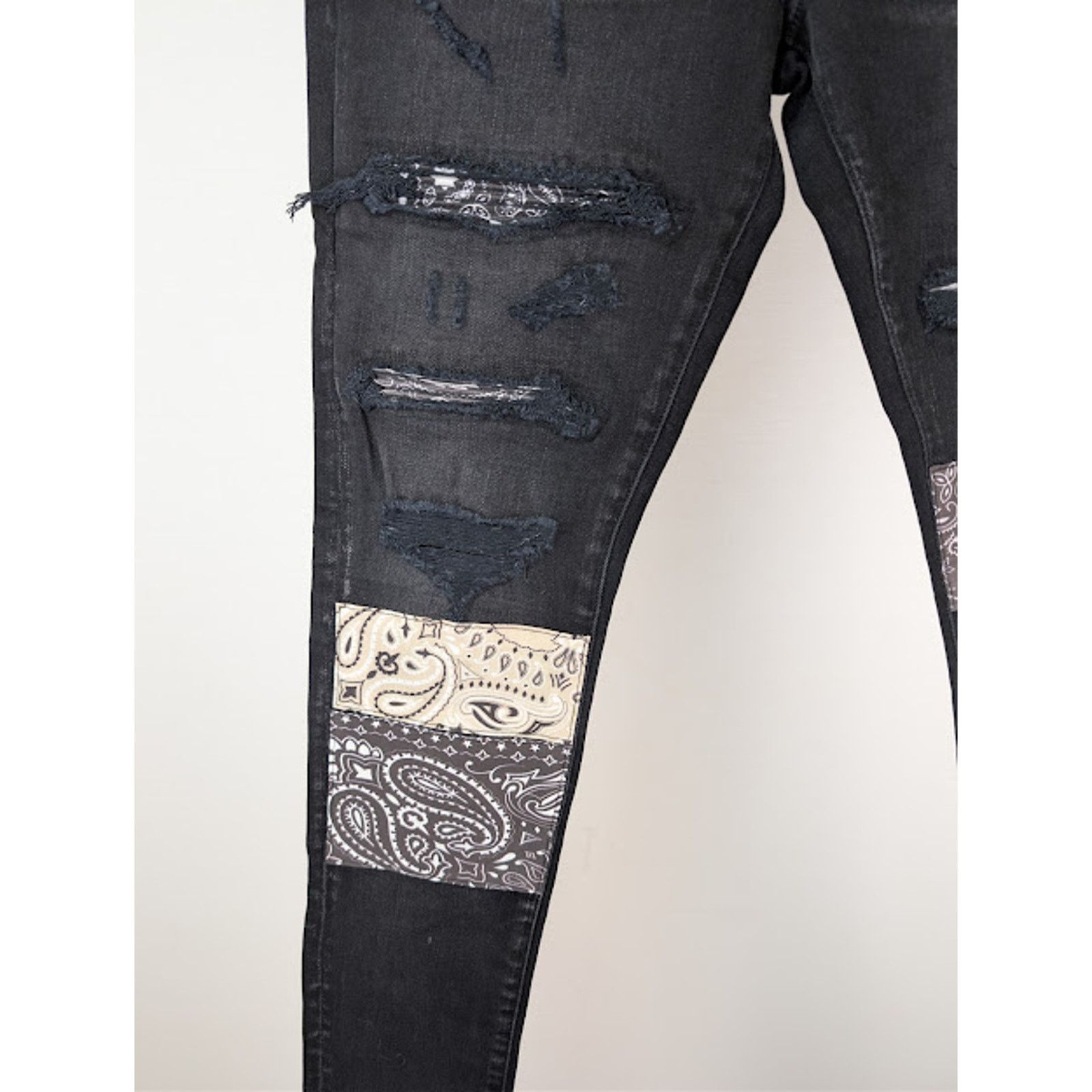 Amiri o1rshd1 Vintage Bandana Artpatch Skinny Denim Jeans Black Size US 36 / EU 52 - 9 Thumbnail