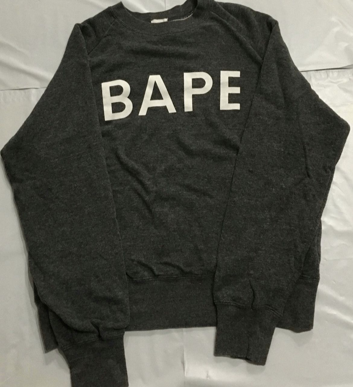 image of Bape Crew Neck Sweatshirt in Grey, Men's (Size Small)