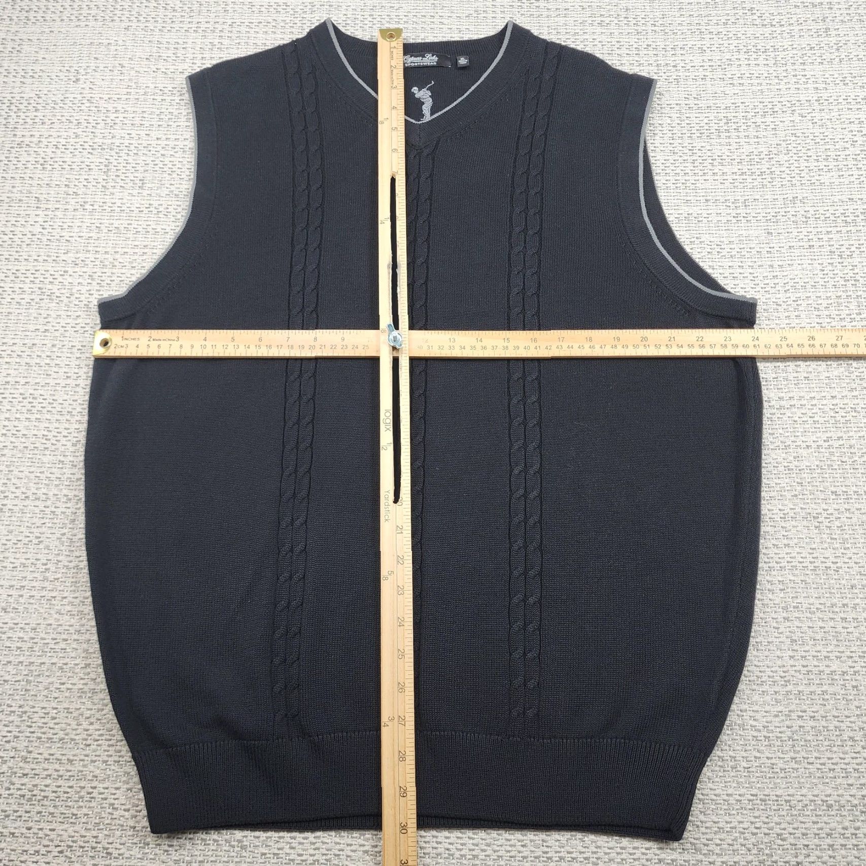 Vintage Cypress Links Sweater Vest Mens XL Black V Neck Cable Knit 100% Cotton Size US XL / EU 56 / 4 - 6 Thumbnail