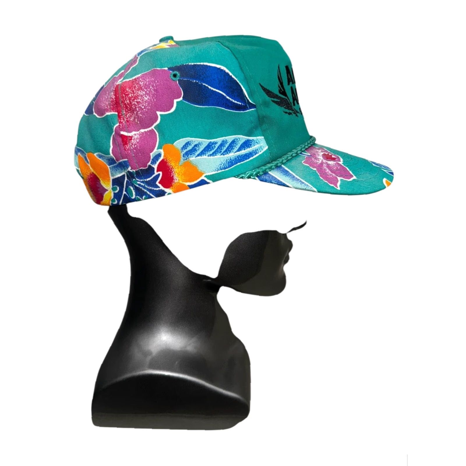 Altea VINTAGE 90s Floral Hawaiian Teal Rope Louisiana Snapback Hat Men One Size Blue Pattern Floral 90s Size ONE SIZE - 4 Thumbnail