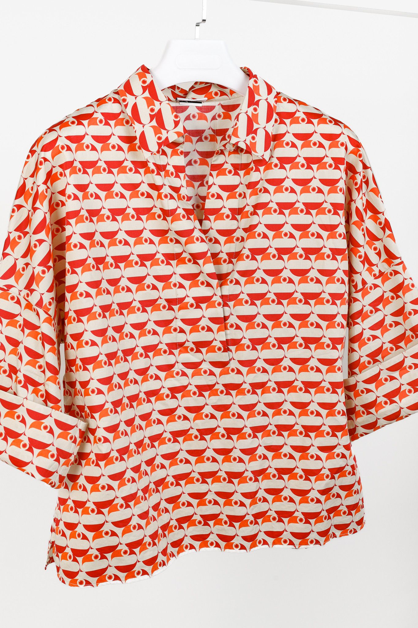 Akris Akris Punto R/24 Cotton Satin Pelican Dot Printed Blouse Size XL / US 12-14 / IT 48-50 - 3 Thumbnail