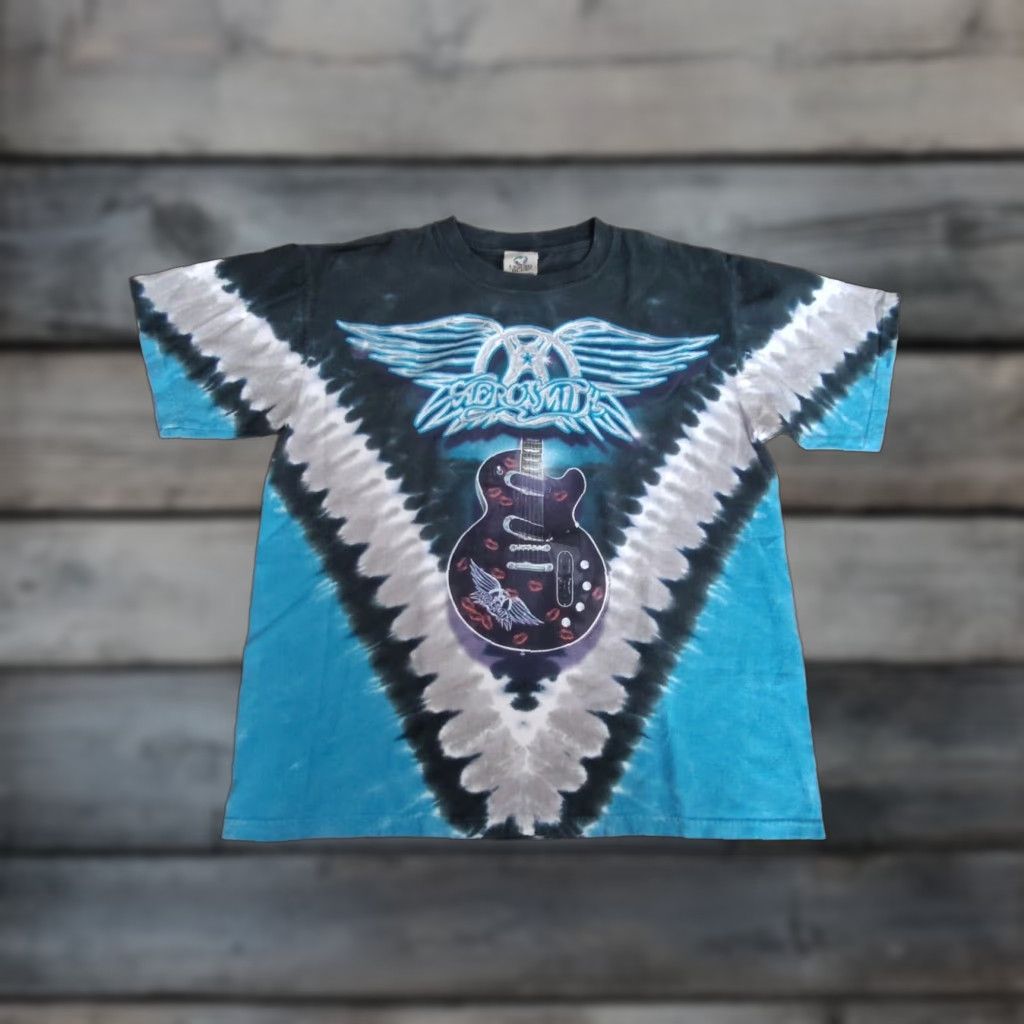 Liquid Blue Liquid Blue Aerosmith Rag Doll Tie-Dye T-Shirt Mens M Crew Neck Short Sleeve Blue Cotton 90s Retro Band Rock Mens Size US M / EU 48-50 / 2 - 1 Thumbnail