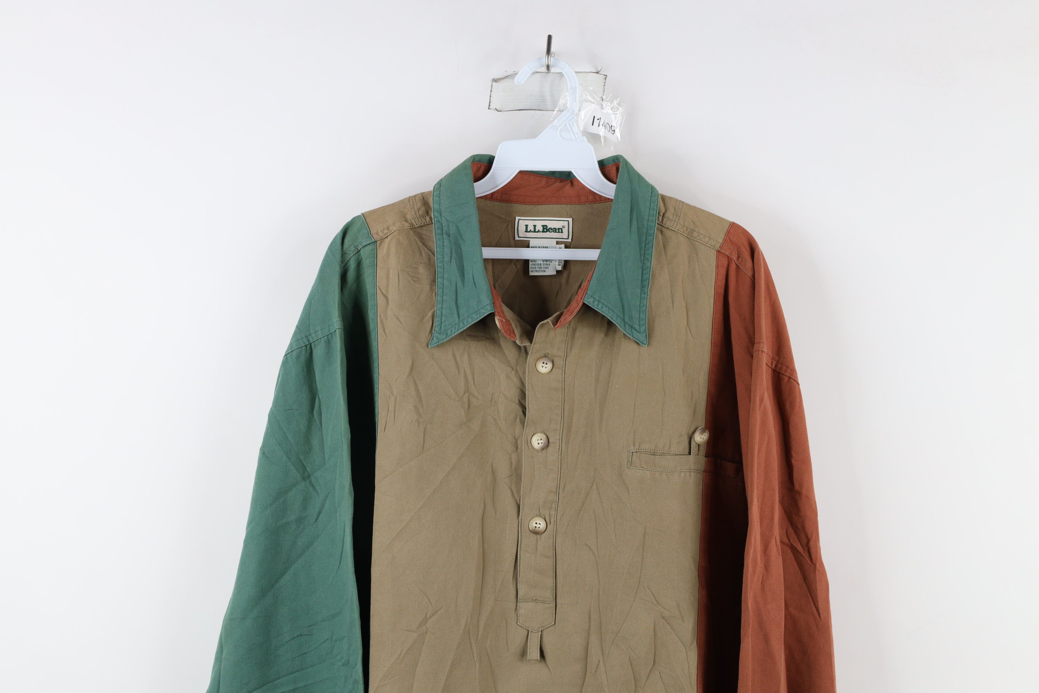 L.L. Bean × Vintage Vintage 90s LL Bean Block Collared Button Down Polo Shirt Size US L / EU 52-54 / 3 - 2 Thumbnail