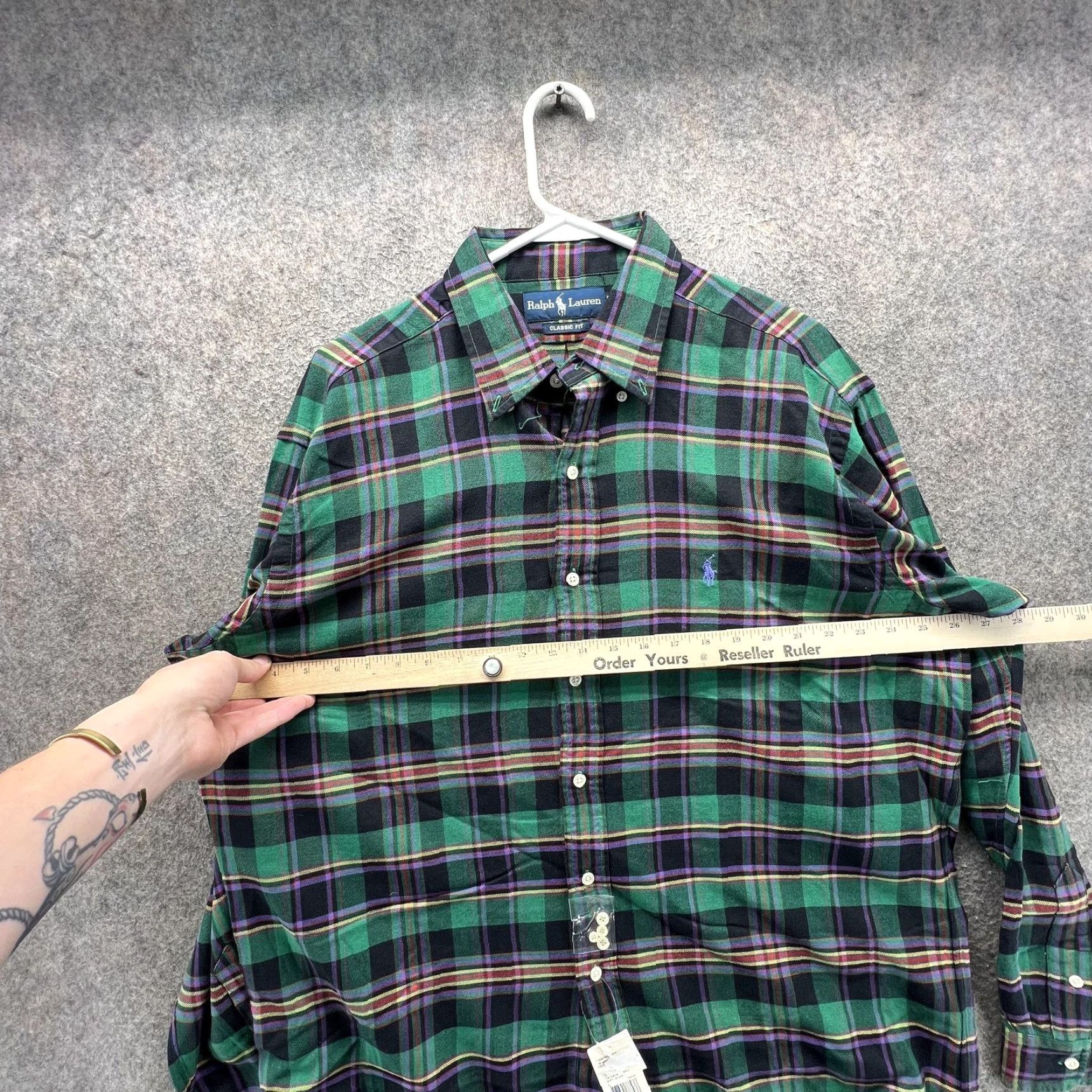 Ralph Lauren VINTAGE Ralph Lauren Shirt Mens Large Green Plaid Flannel Button Front Size US L / EU 52-54 / 3 - 2 Thumbnail