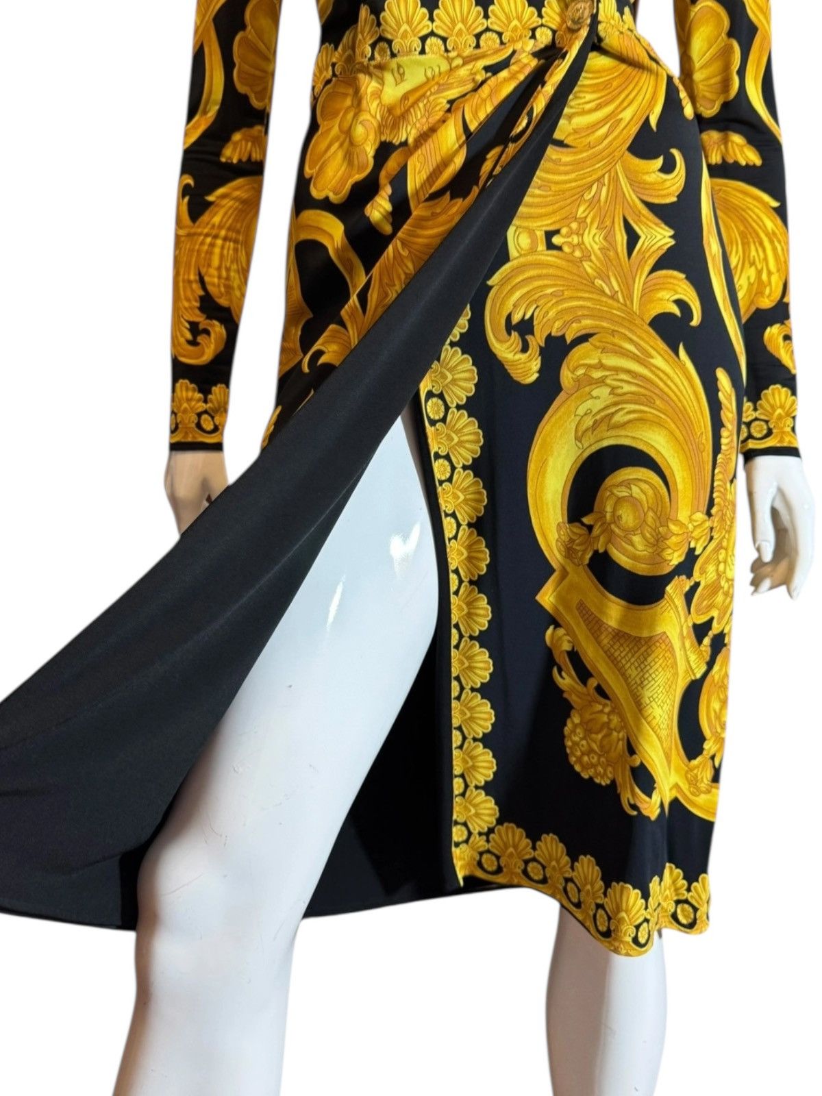 Versace Versace Baroque Jersey Dress w/ Draping & Slit Size M / US 6-8 / IT 42-44 - 4 Thumbnail