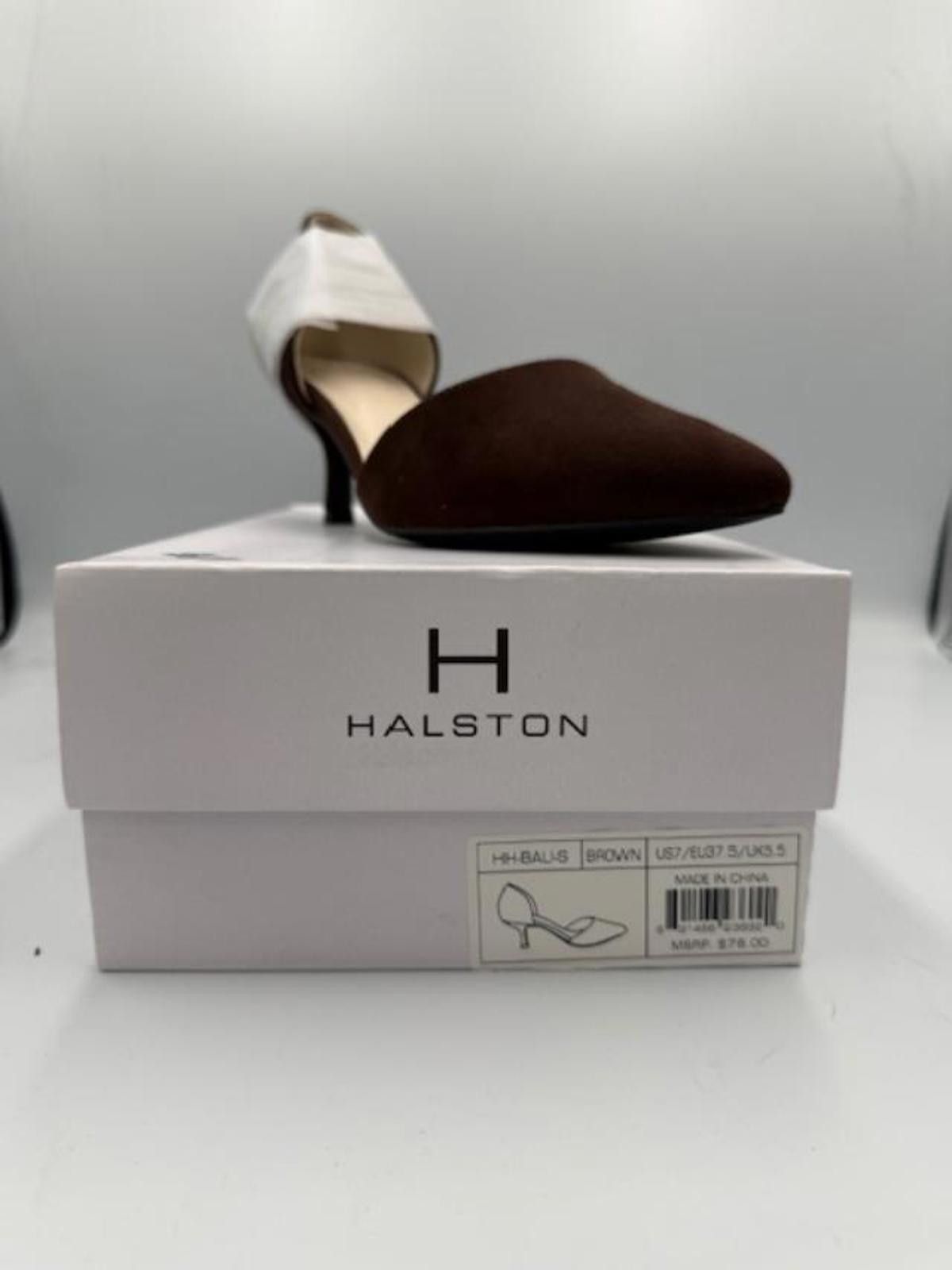 Halston III Halston Brown Pointed Toe Kitten Heel Shoes - Size 7 Size US 7 / IT 37 - 2 Thumbnail