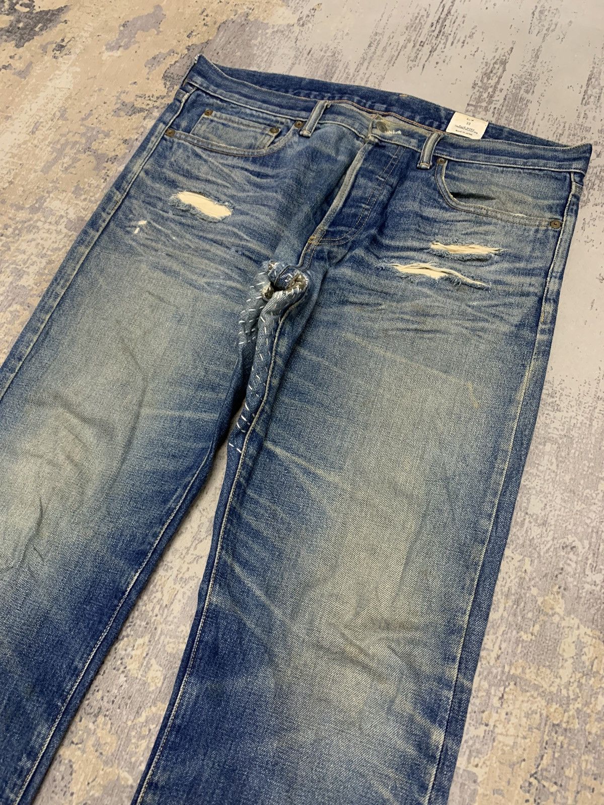 Japanese Brand Japanese Blue Work Custom Sashiko Boro Selvedge Denim Size US 35 - 4 Thumbnail