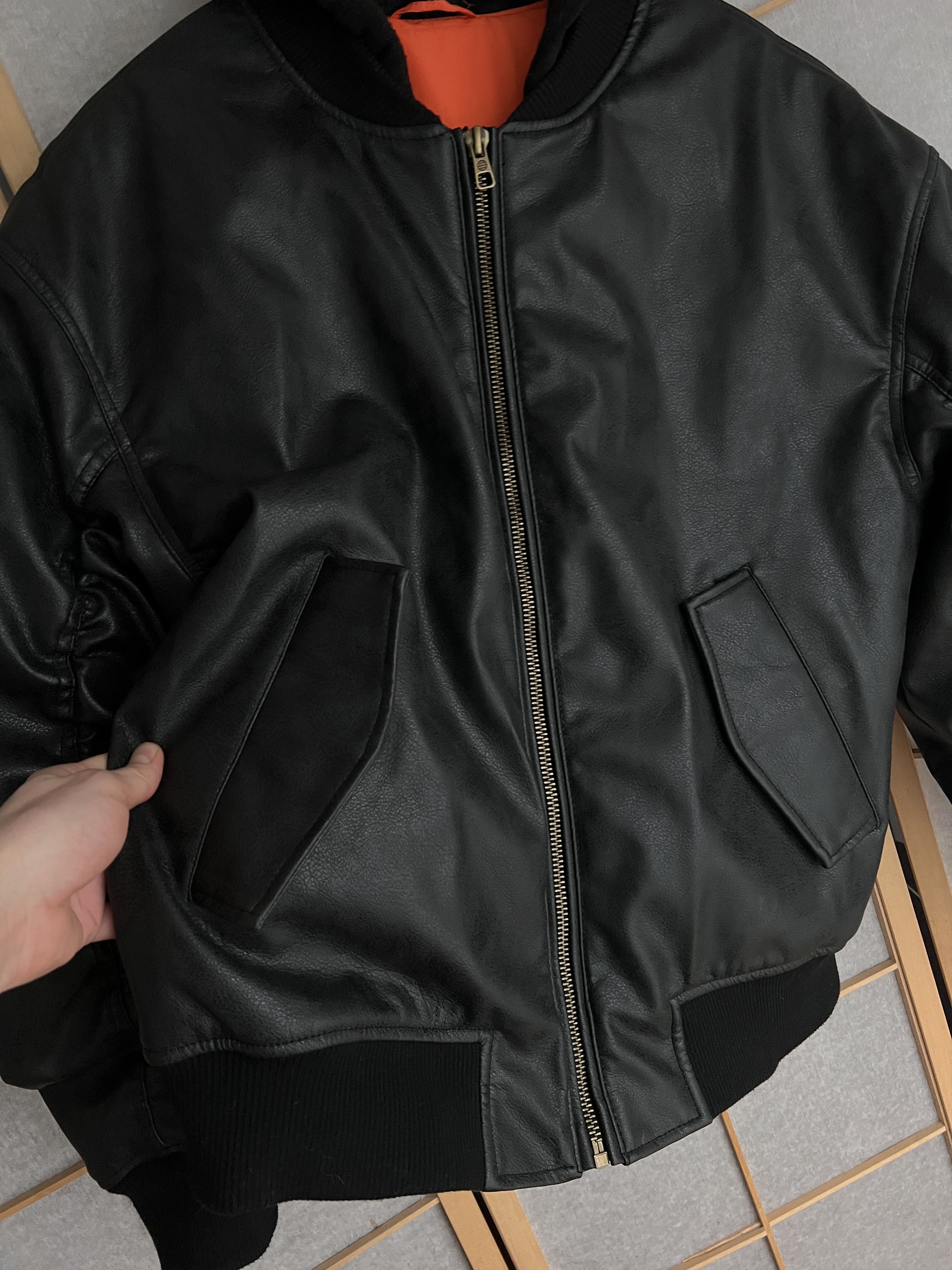 MA-1 leather bomber jacket y2k baggy opium boxy flyer army