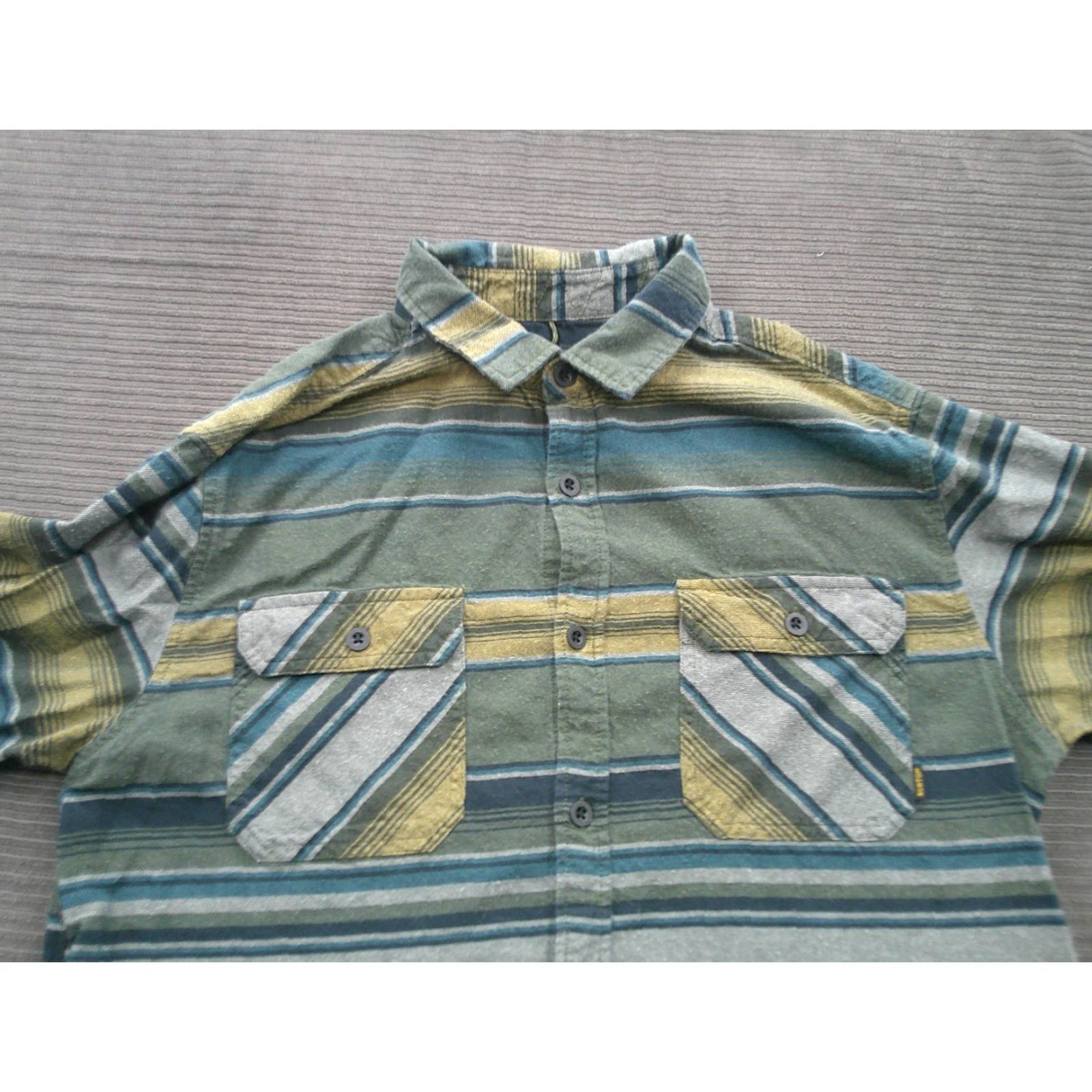 Burton Burton Shirt Mens XL Green Striped Button-Up Cotton Pockets Long Sleeve Vintage No Size US XL / EU 56 / 4 - 5 Thumbnail