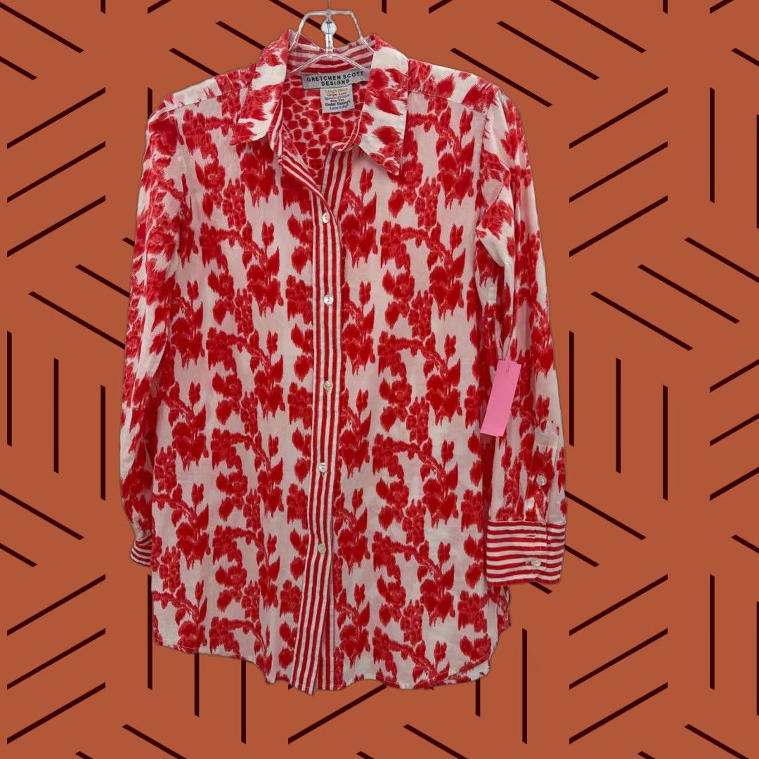 Vintage VINTAGE Gretchen Scott Red Size XS Button Down Size XS / US 0-2 / IT 36-38 - 1 Thumbnail
