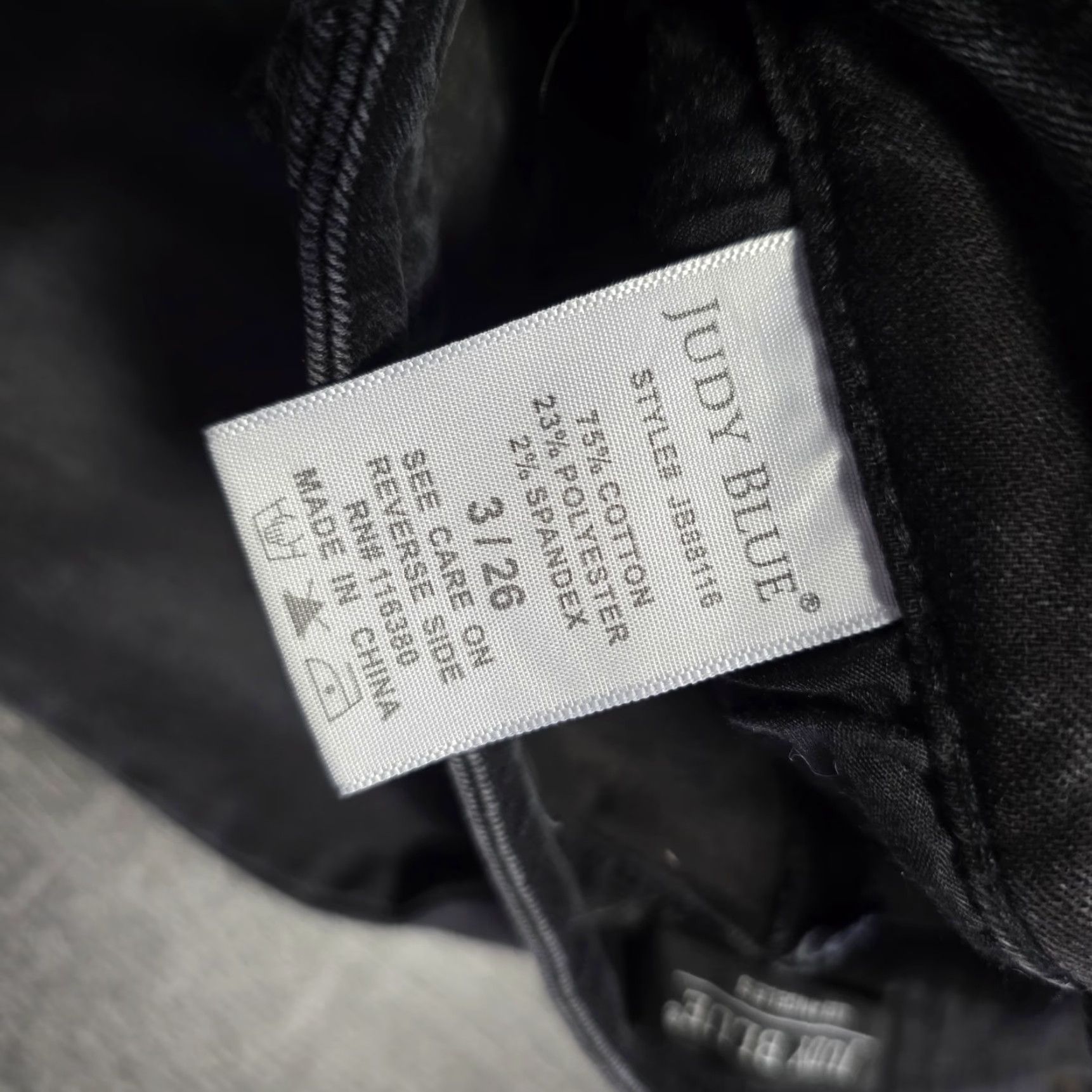 Vintage Judy Blue Jeans Womens Bellbottom High Rise Flared 26x33 Black Stretch Elastic Pockets 3/26 Juniors Size 26" / US 2 / IT 38 - 6 Thumbnail