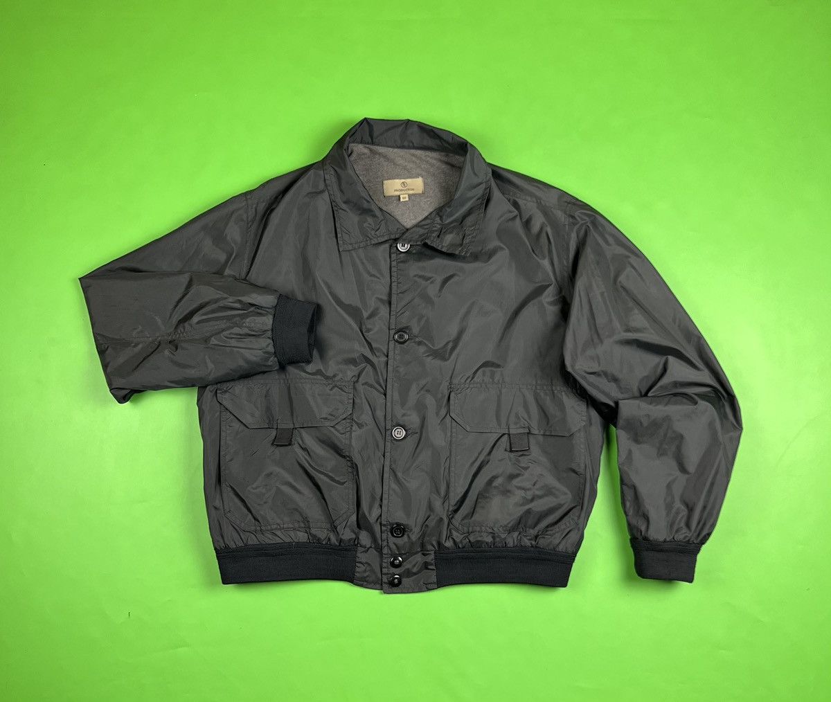 image of Massimo Osti Massing Osti Production Vintage 90's Nylon Bomber Jacket in Black, Men's (Size Medium)