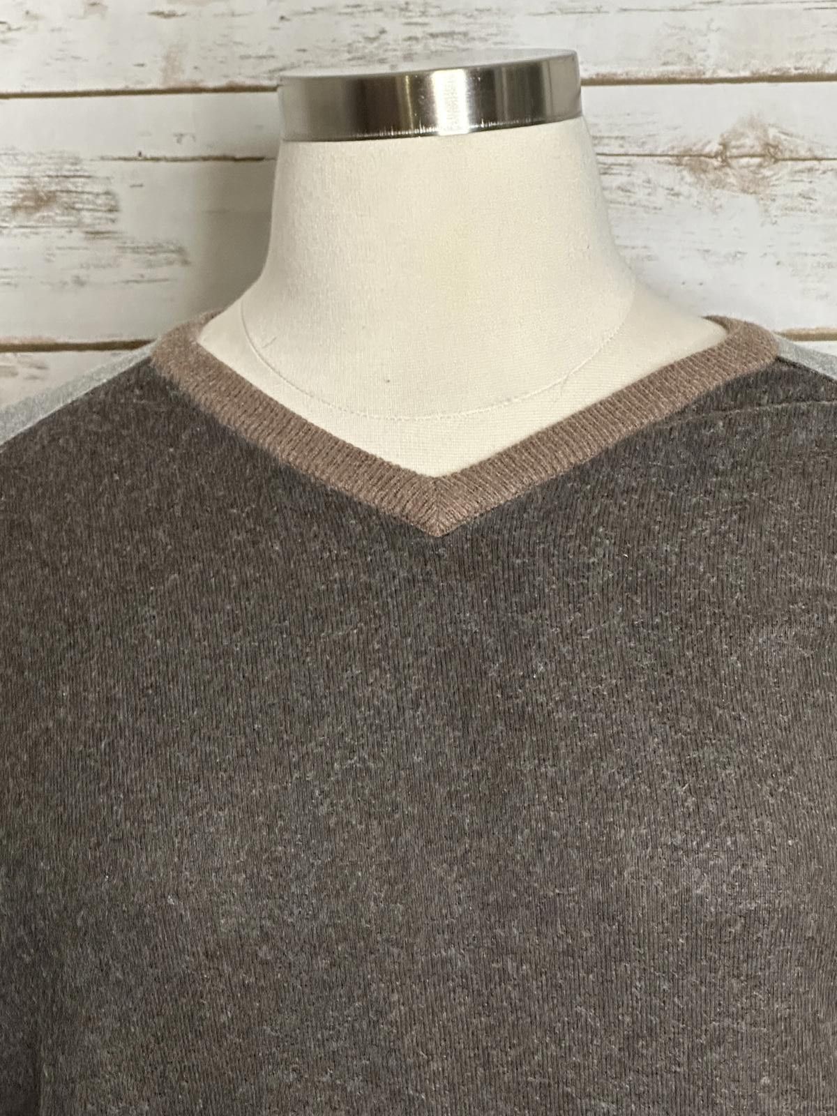Gap Vintage GAP brown/gray cotton/cashmere V-neck sweater Size US XXL / EU 58 / 5 - 6 Thumbnail