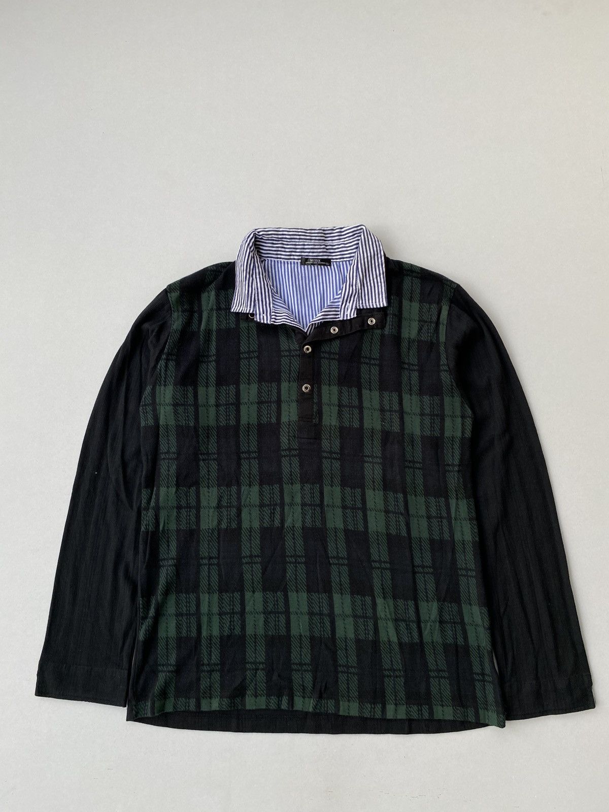 Japanese Brand Double Layers Tartan Longsleeve Tshirt Size US L / EU 52-54 / 3 - 1 Thumbnail