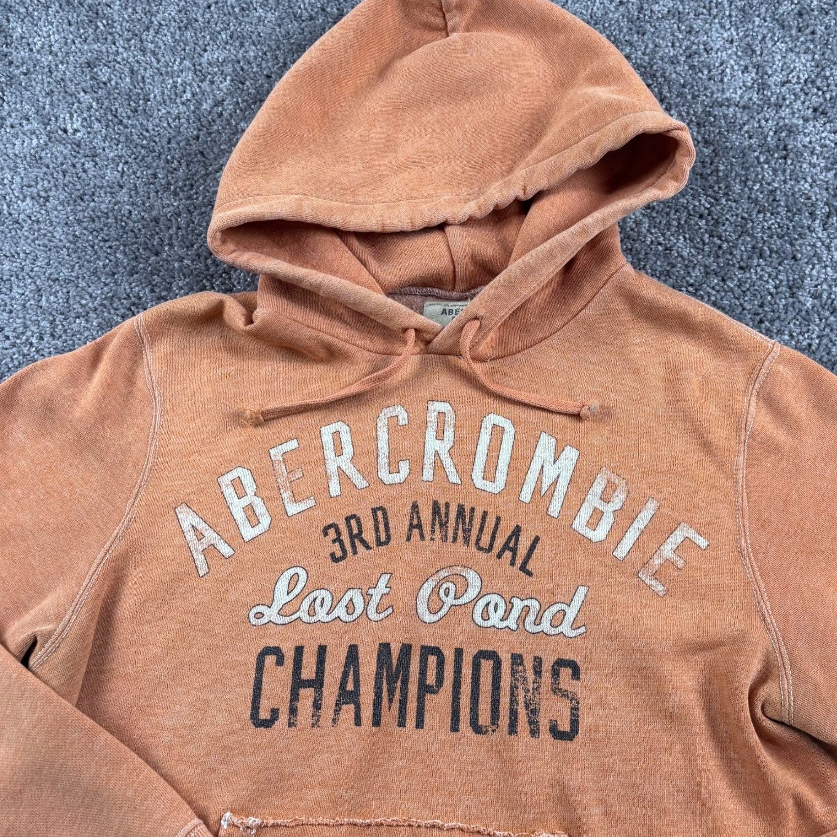 Abercrombie & Fitch VINTAGE Abercrombie & Fitch Hoodie Sweatshirt Womens S Orange Logo 90s Cotton Polyester Blended Pockets Embroidered Raised Letters Size S / US 4 / IT 40 - 2 Thumbnail