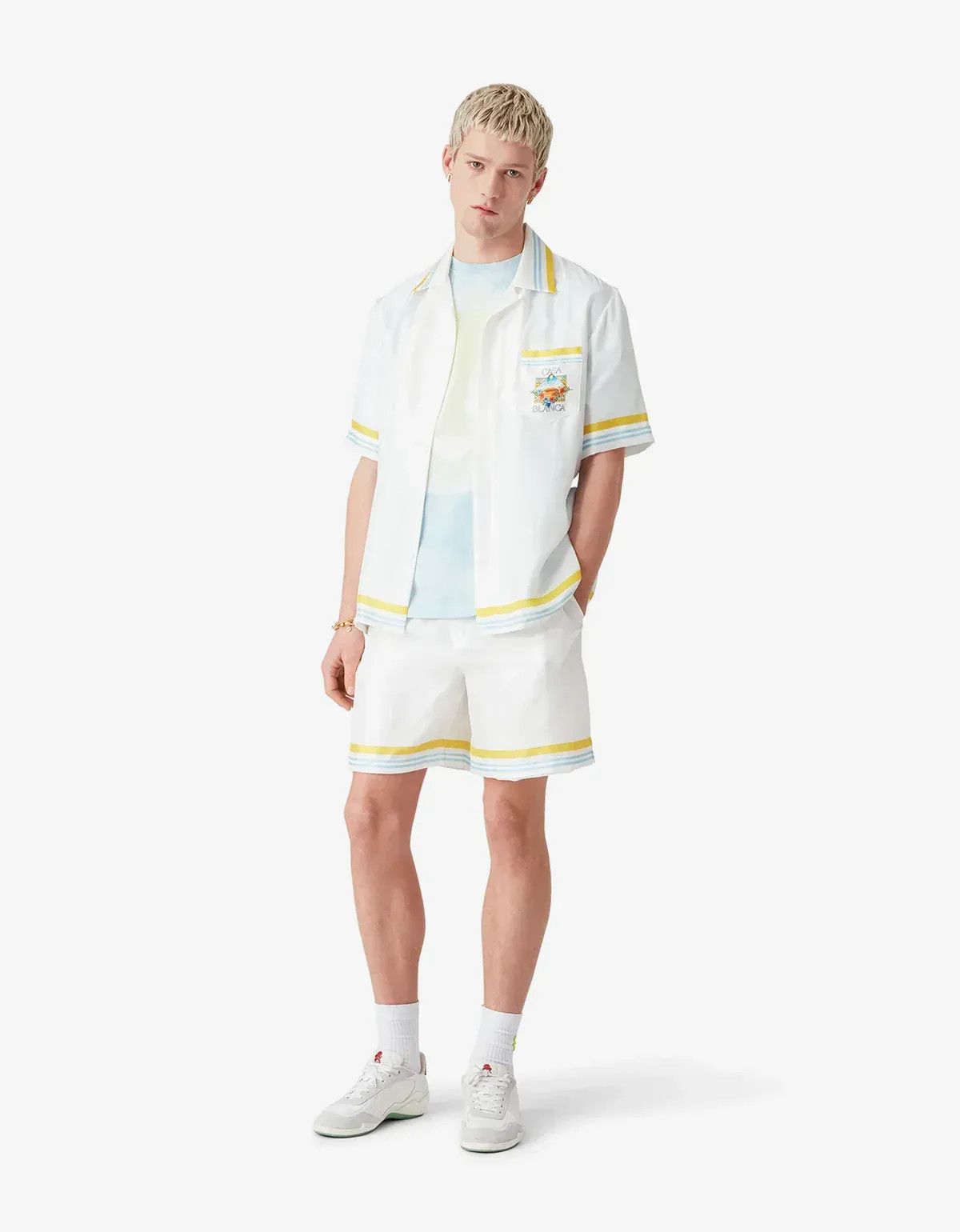 Casablanca Casablanca White Tennis Landscape Silk Shorts Size US 34 / EU 50 - 3 Thumbnail