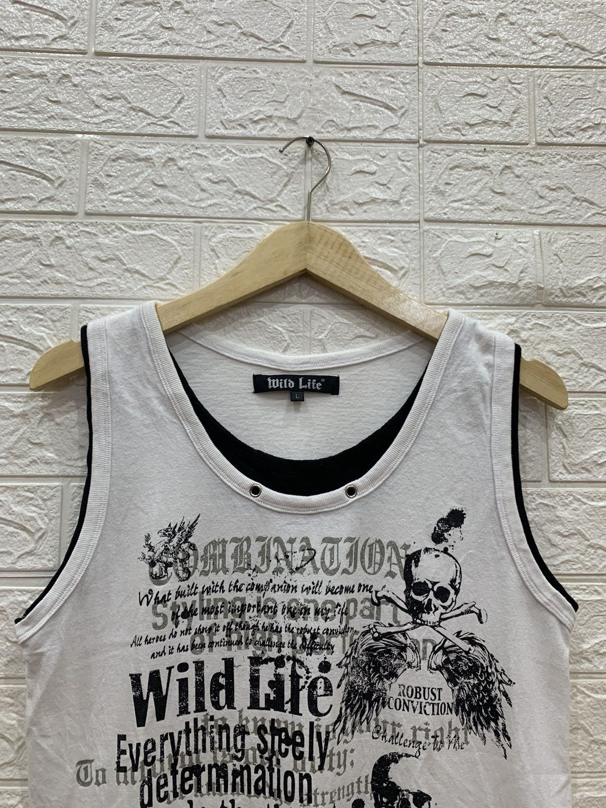 14th Addiction × Japanese Brand × KMRii Y2k Wild Life poem skull poem double layer punk tanktop Size US M / EU 48-50 / 2 - 2 Thumbnail