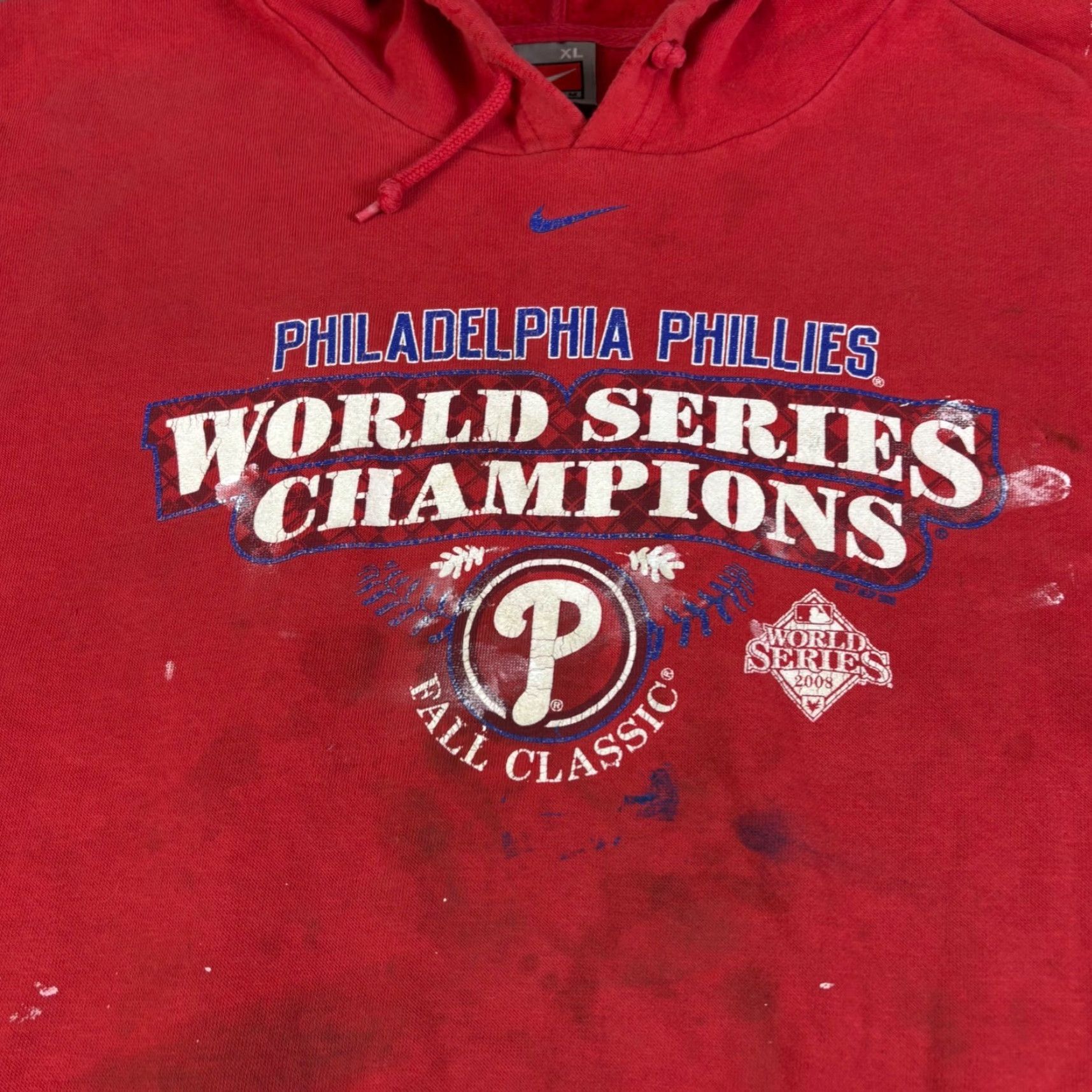 Nike VINTAGE Nike Philadelphia Phillies 2008 World Series Champions Hoodie Red XL Size US XL / EU 56 / 4 - 7 Thumbnail