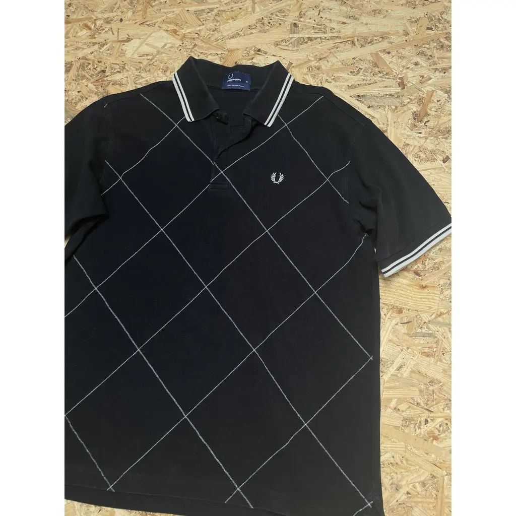 Fred Perry Fred Perry Argyle Check Polo Shirt – Black / White Trim Size US XL / EU 56 / 4 - 4 Thumbnail