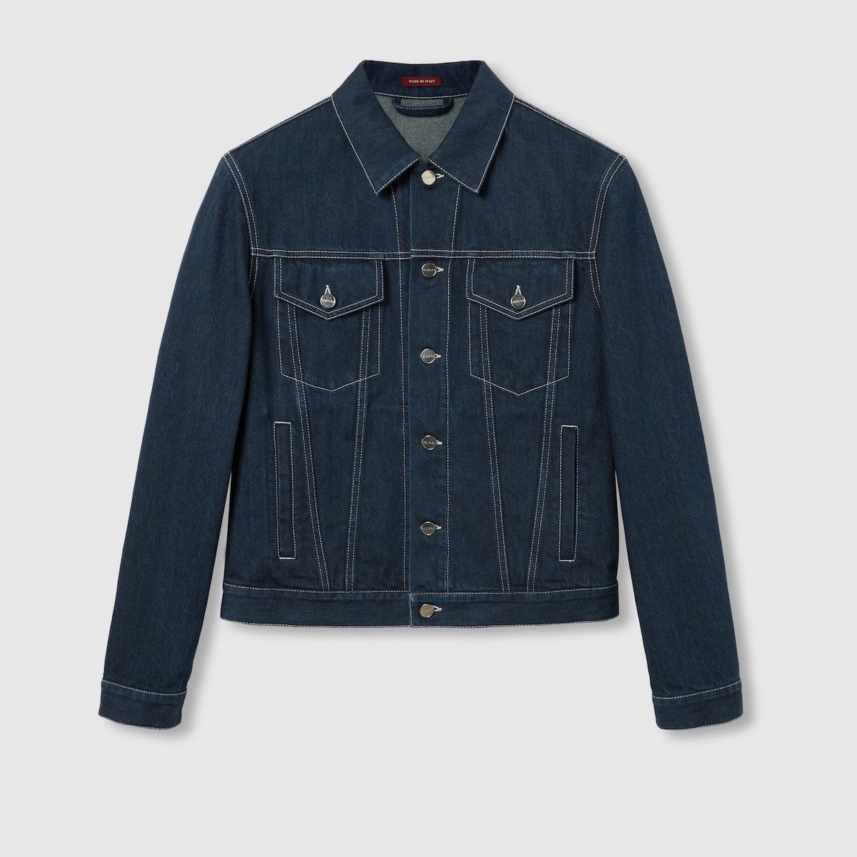 o1loc1c1125 815625 Lasered Denim Jacket in Dark Blue
